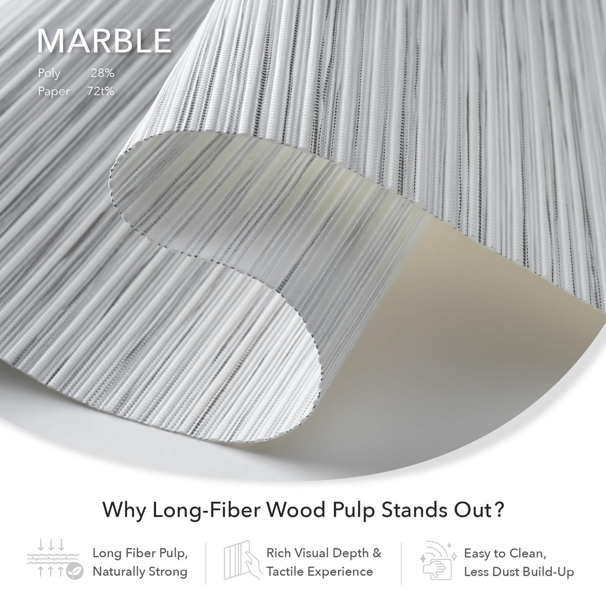 GoDear Design Natural Woven Light Filtering Panel Track Blinds, Marble