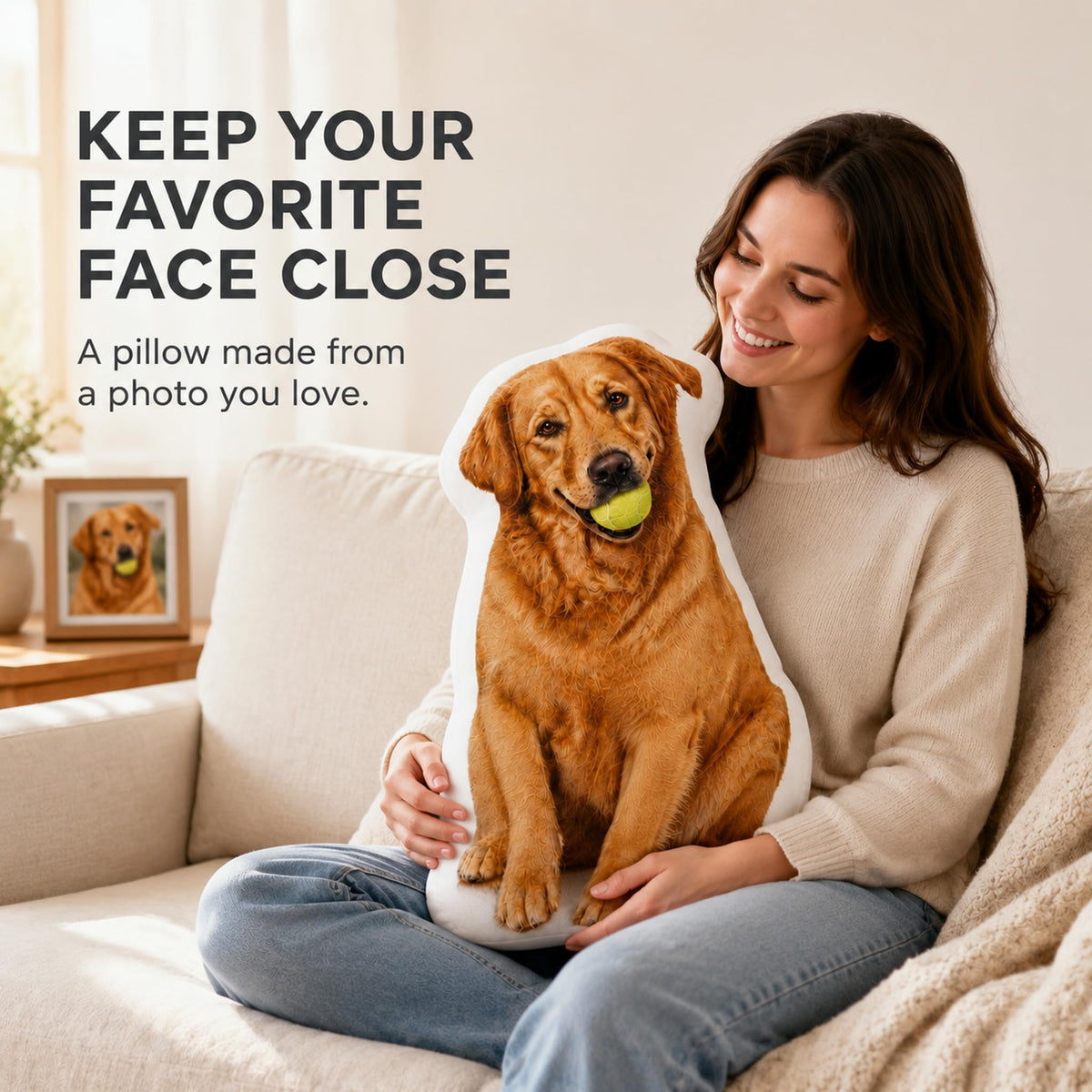 Veyra Hearth Custom Pillow with Picture, Face Pillow for Dog Cat Pet Lovers