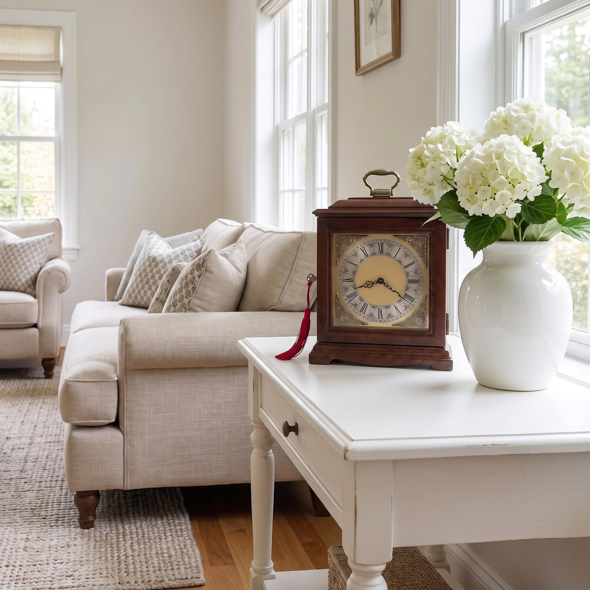 Howard Miller Continuum II Mantel Clock Urn Box 810-122 – Windsor Cherry, Select Hardwoods & Veneers, Bracket-Style, Roman Numerals, Interior | Memorial Wall Digital Tribute Access Included