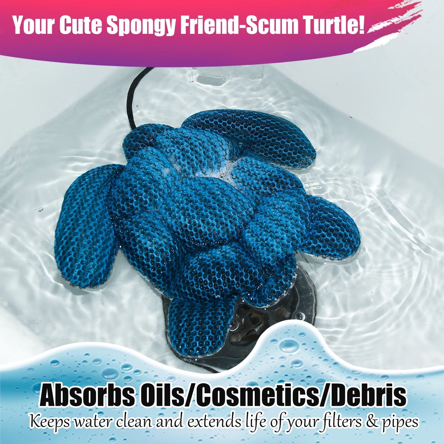 Hot Tub Scum Absorber - Scum Turtle, Must Have Hot Tub Accessories for Adults Hot Tub Cleaner Hot Tub Sponges to Soak up Oils, ANSLCA Hot Tub Scum Sponge - Keeps Your Hot Tub Water Clean and Clear