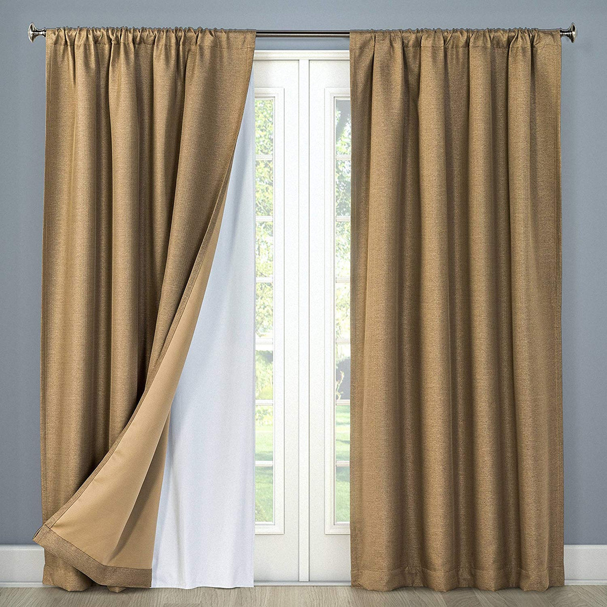 HLC.ME White Thermal Insulated 100% Blackout Curtain Liner for 84 inch Window Panels - Complete Darkness & Window Privacy, Energy Efficient, Noise Reducing - Hooks Included (2 Panels, 50 W x 80 inch)