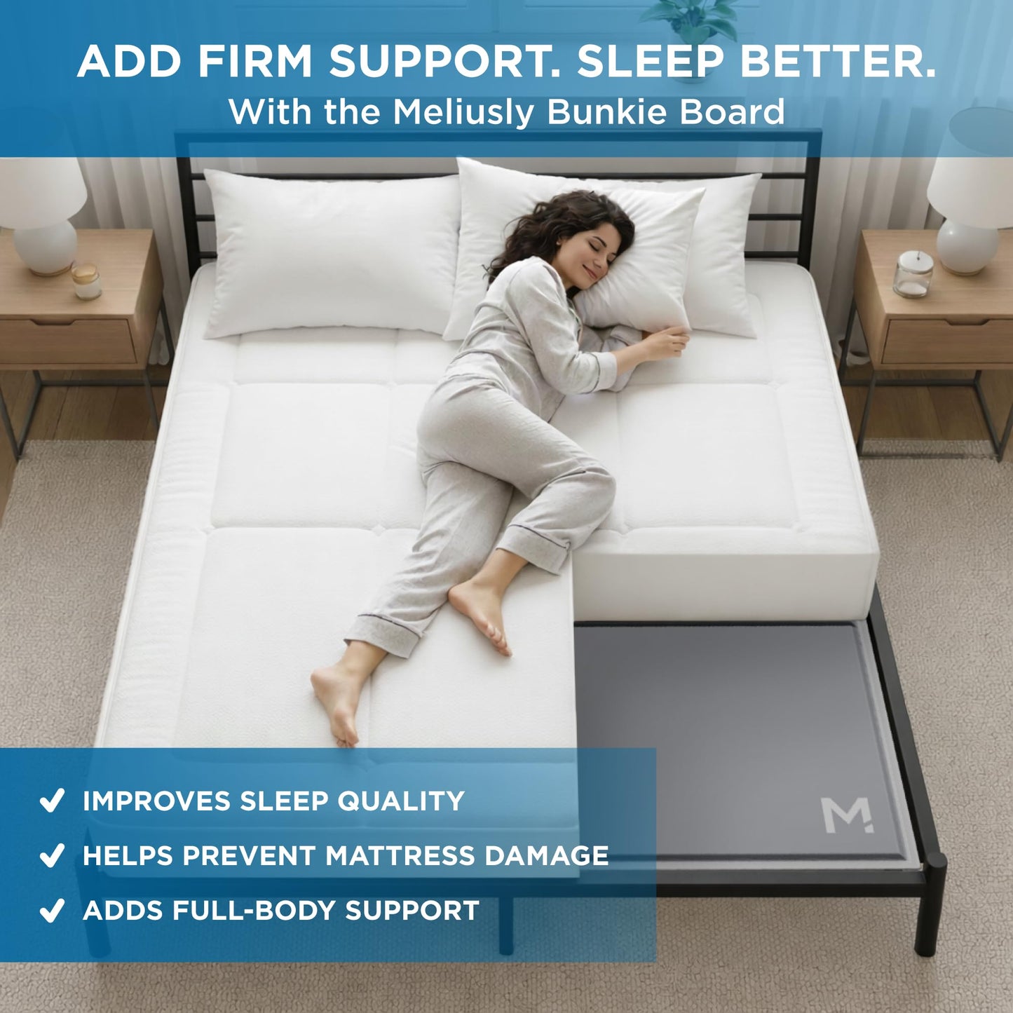 Meliusly Heavy Duty Bunkie Board Twin XL Size (38x79) - Non-Slip Breathable Bed Support Board for Slatted Bed Frame, Anti-Sag Under Bed Support, Noise Minimizing Moisture Resistant