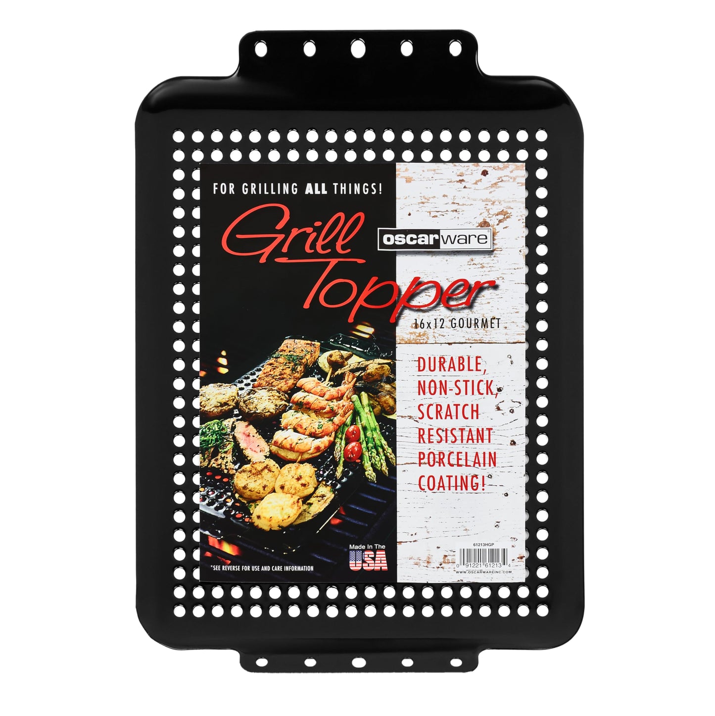 Oscarware Porcelain Coated Grill Topper – 16" x 12" BBQ Accessory for Grilling Meat, Veggies & More – Perfect for Tailgates & Camping
