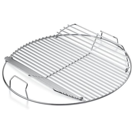 Weber 22-Inch Round Hinged Cooking Grate – Stainless Steel Replacement for Weber Charcoal Grills with Flip‑Up Sides, Easy Charcoal Access