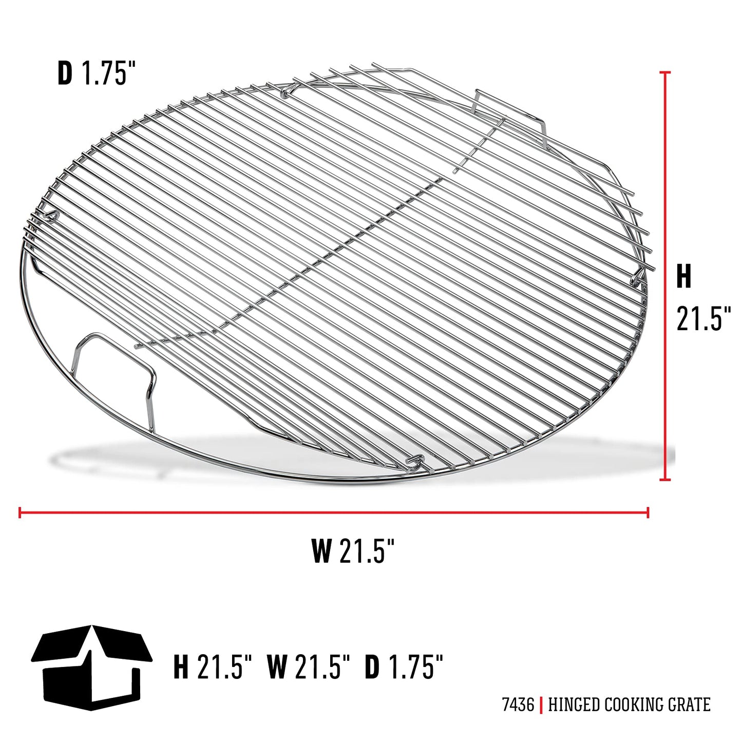 Weber 22-Inch Round Hinged Cooking Grate – Stainless Steel Replacement for Weber Charcoal Grills with Flip‑Up Sides, Easy Charcoal Access