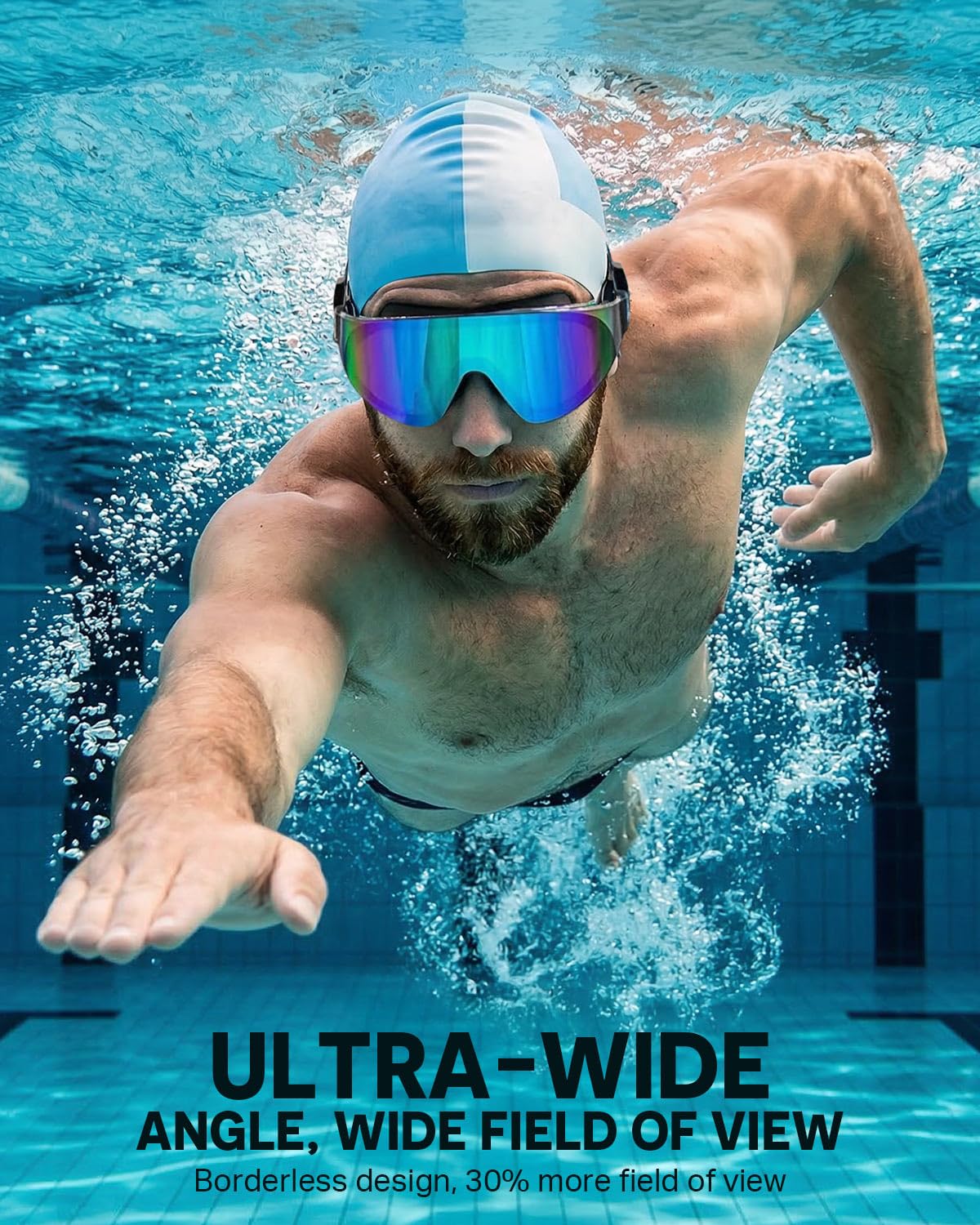 Zoomsnail Swim Goggles 2 Pack, Rimless Wide View Swimming Goggles for Adult, Anti-Fog Anti-UV No Leaking Pool Goggles for Men Women Youth