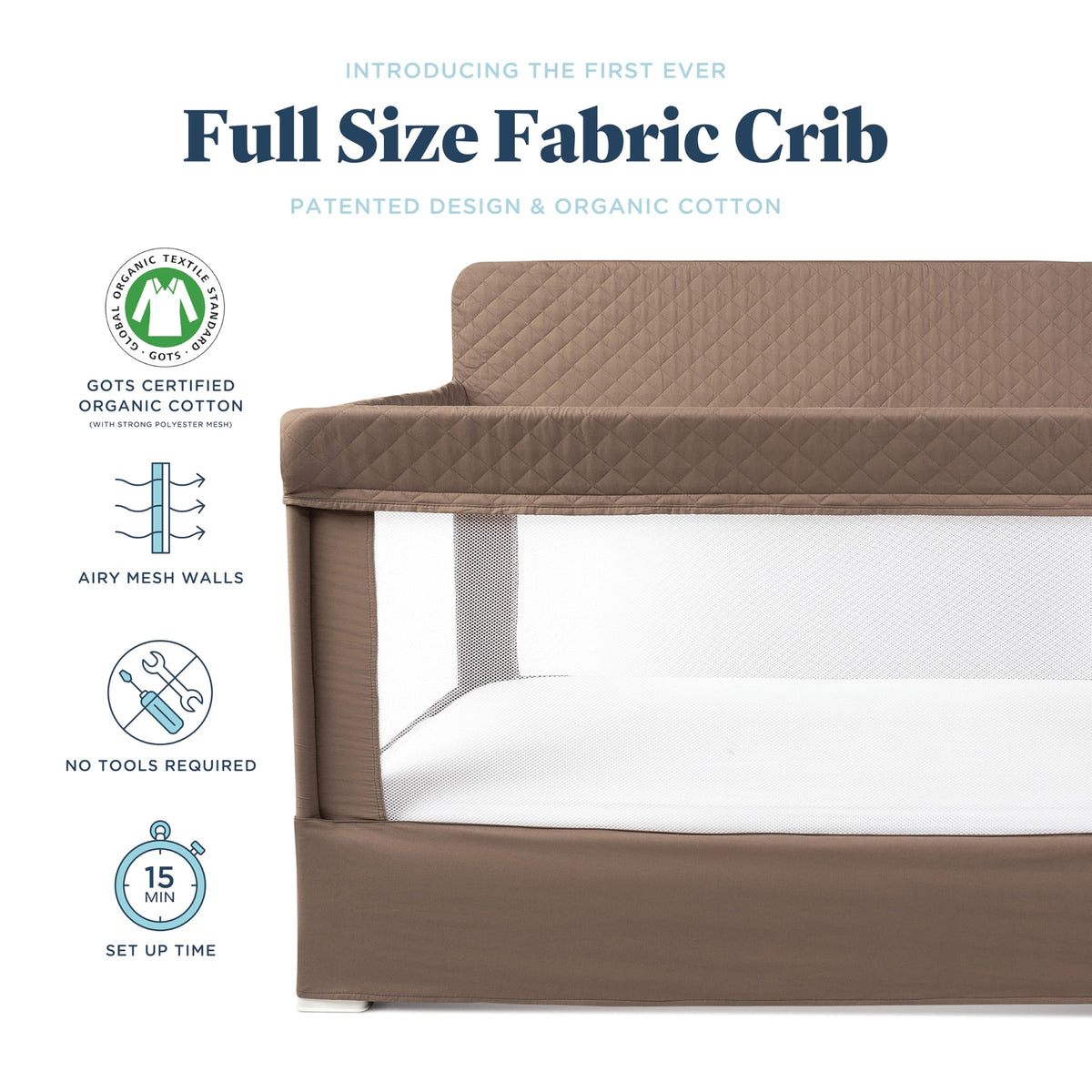 Baby Delight Lunaire Organic Full Size Crib, Organic Mocha