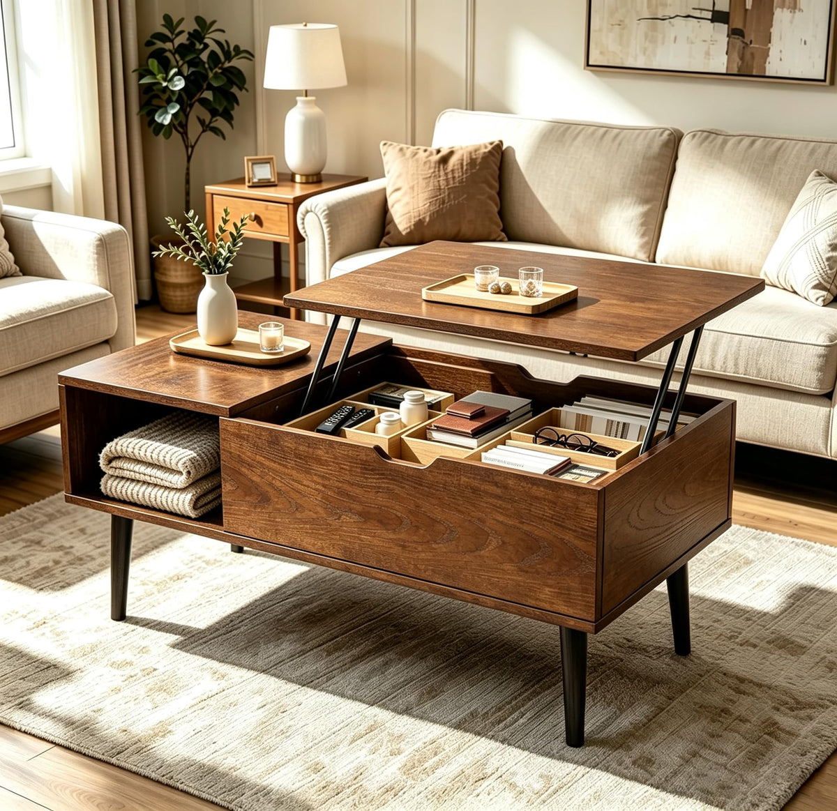 DUMOS Coffee Tables with Storage, Lifting Top for Living Room