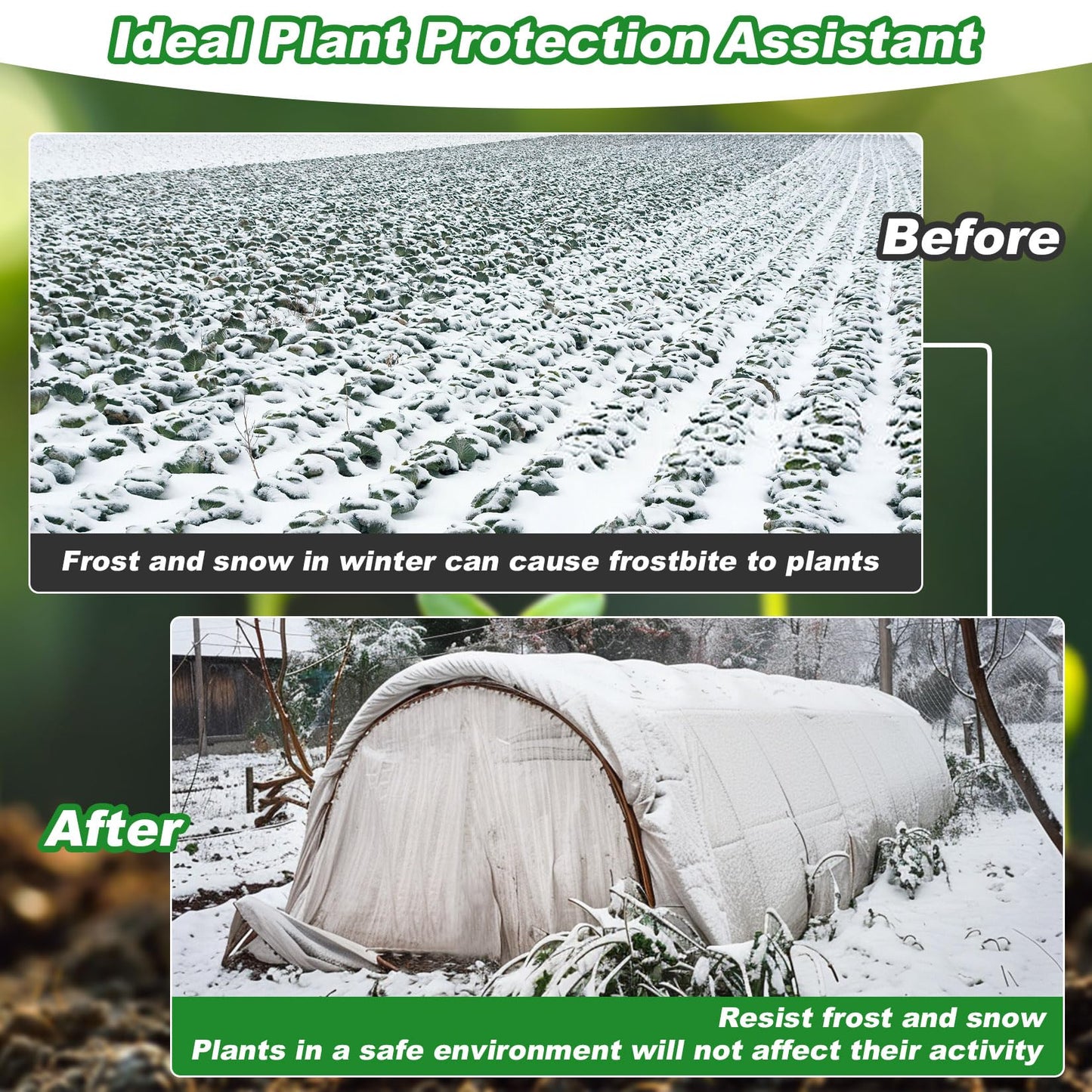 MAQIHAN Plant Cover - 6.5 ft x 13 ft Plant Covers Freeze Protection, Non-Woven Winter Freeze Protection, Reusable Floating Row Frost Blankets for Outdoor Garden, Frost Cloth for Cold Weather Snow