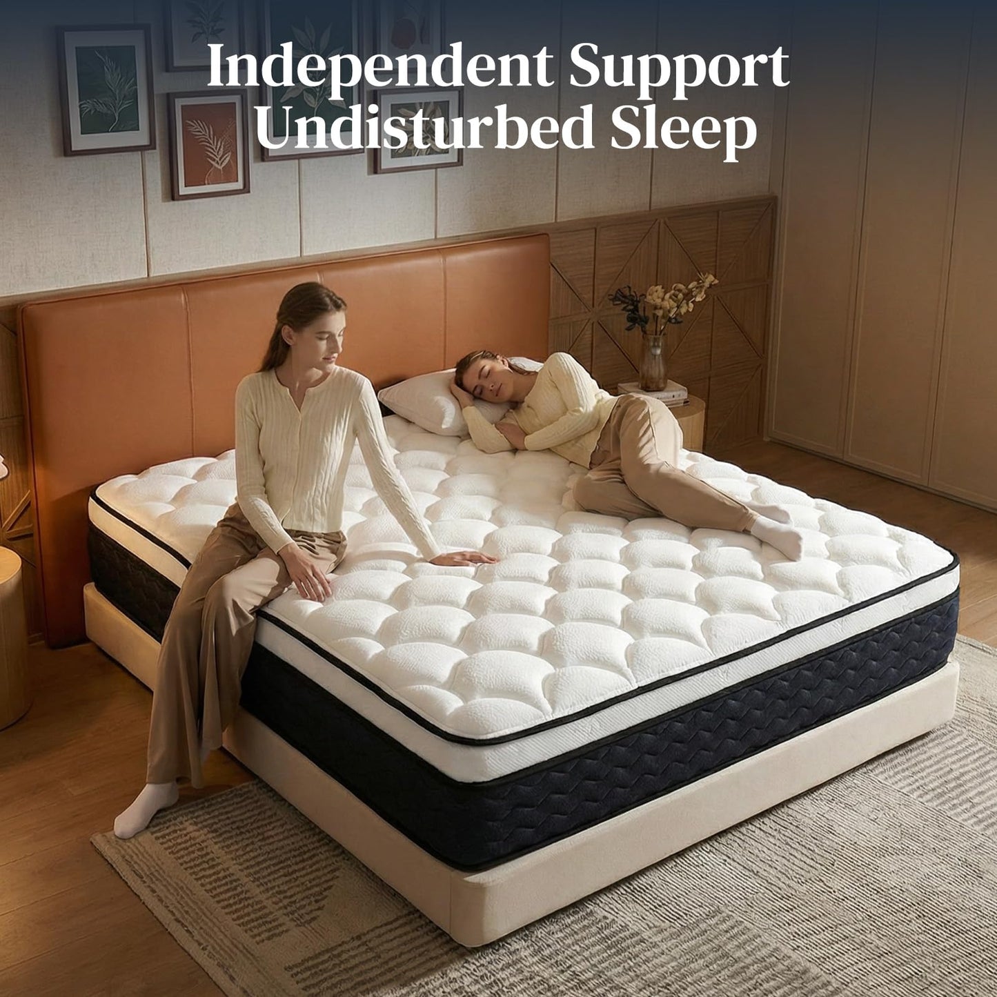Queen Mattress 12 Inch,Medium Firm Hybrid Queen Size Mattress in a Box, Memory Foam with Individual Pocket Springs, Upgrade Zoned Support, Motion Isolation&Pressure Relief, CertiPUR-US