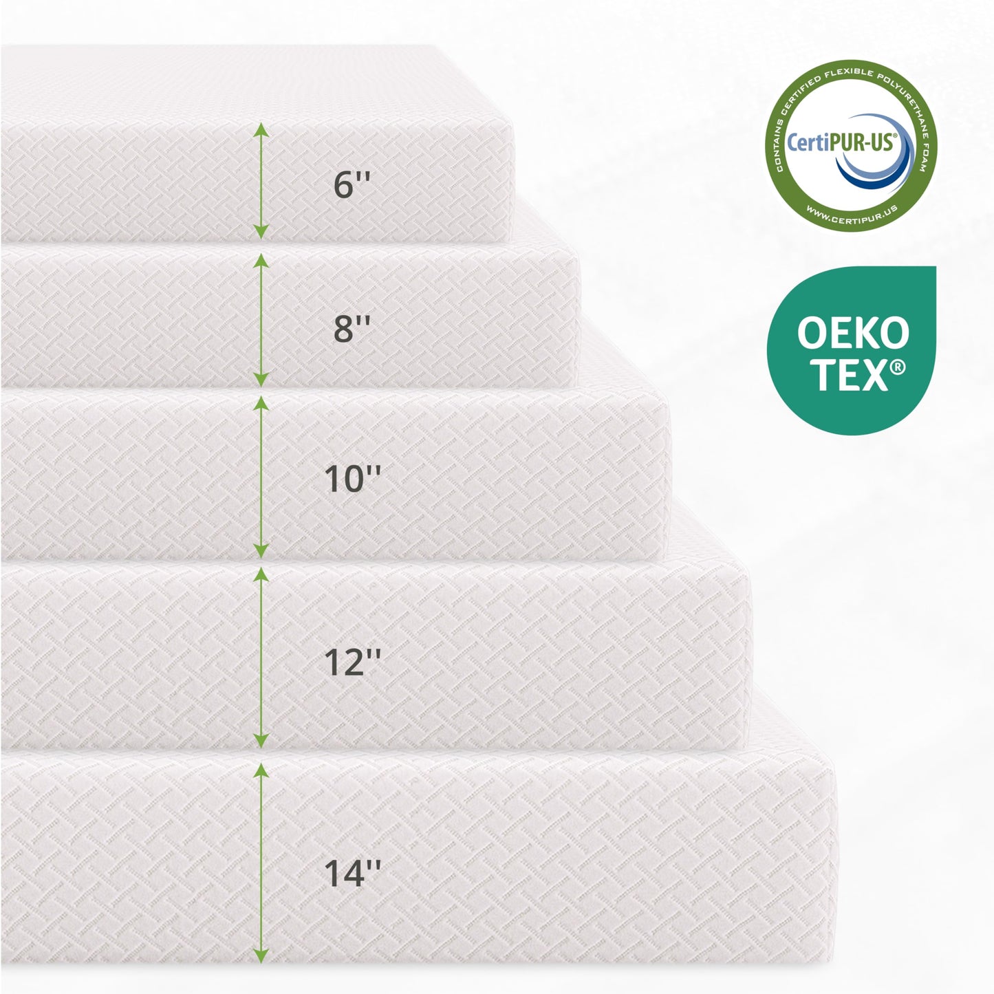 EGOHOME Twin XL Memory Foam Mattress, 10 Inch Bed Mattress in a Box with Cooling Green Tea Gel, Relieve Pressure with Medium Firm Support, CertiPUR-US Certified, 80''L x 38''W, White