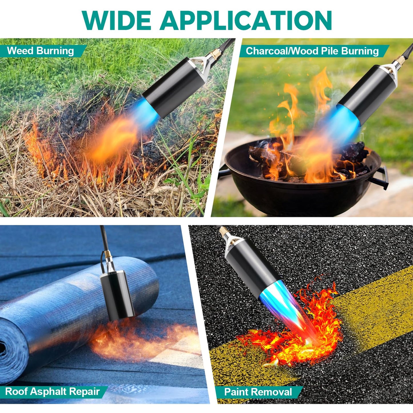 Aarcinhke Propane Torch Weed Burner, Heavy Duty High Output Weed Torch Flamethrower, 30" Detachable Long Arm Blow Torch for Weeding, Roofing, Ice Melting & Outdoor Use (Tank Not Included)