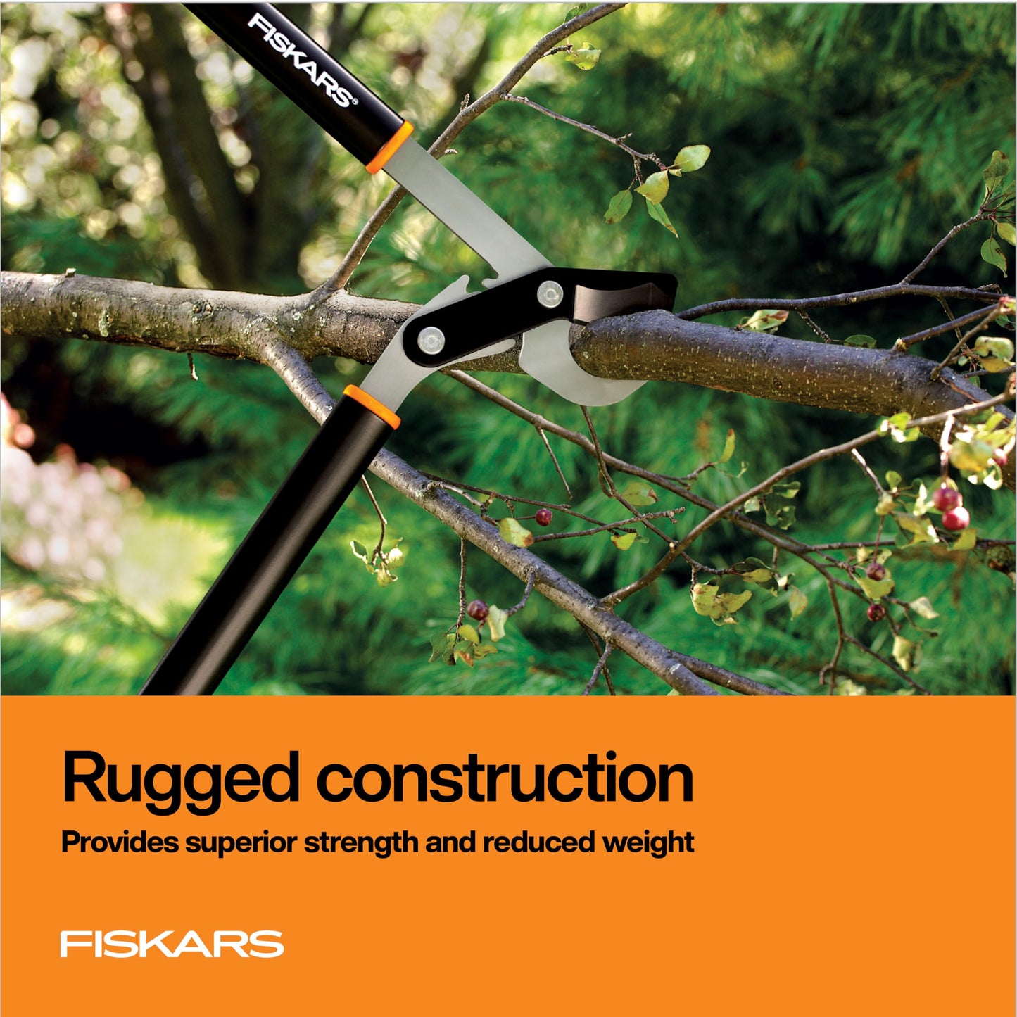 Fiskars 32" PowerGear Bypass Loppers, Patented Mechanism Multiplies Force to Reduce Strain, Heavy-Duty Precision-Ground Steel Blade for Living Growth, Trims Tree Branches up to 2" Diameter