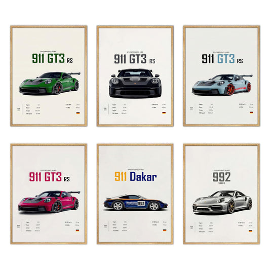 HTTART Car Posters Wall Art Set of 6, Vintage Race Car Canvas Wall Decor Paintings, Supercar Racing Aesthetic Prints Pictures for Boys Room Men Room Bedroom Dorm 8x10 Inch Unframed