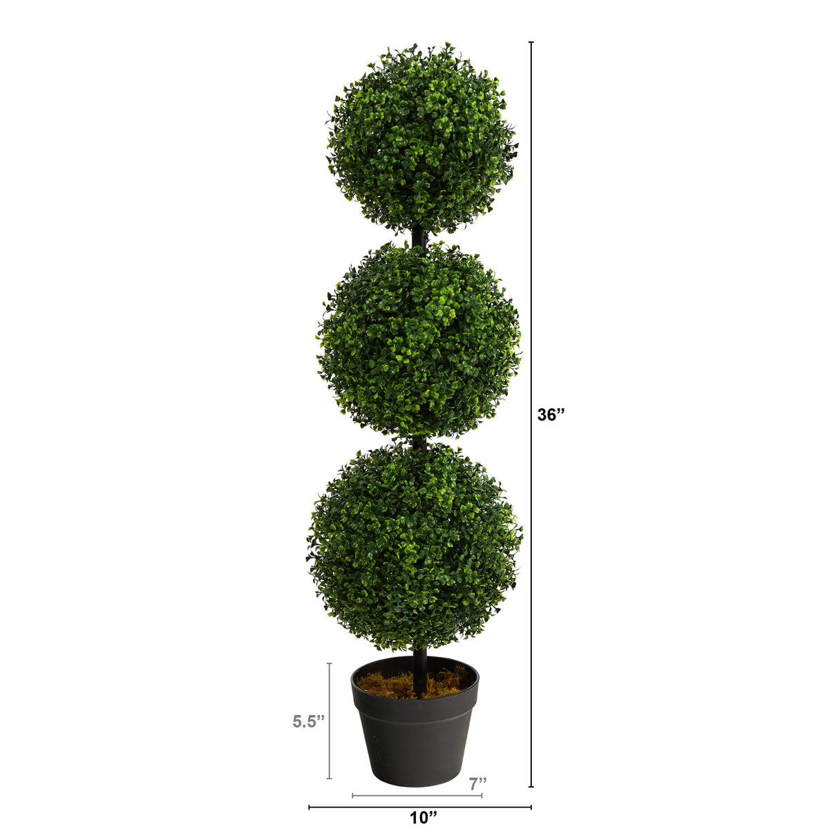 Nearly Natural 36 in Artificial Triple Ball Boxwood Topiary Tree with Pot