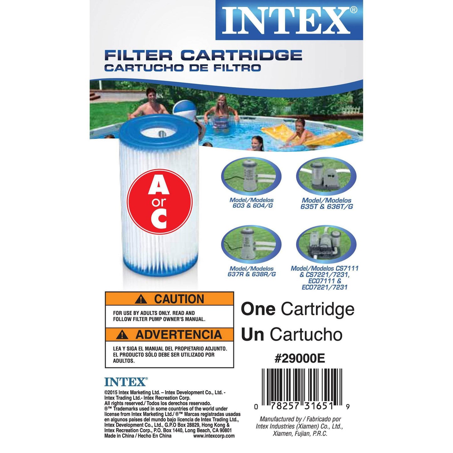 Intex Easy Set 18 Foot by 48 Inch Round Inflatable Above Ground Swimming Pool with Filter Pump, Ladder, Pool Cover, and 6 Pack Filter Cartridges, Blue