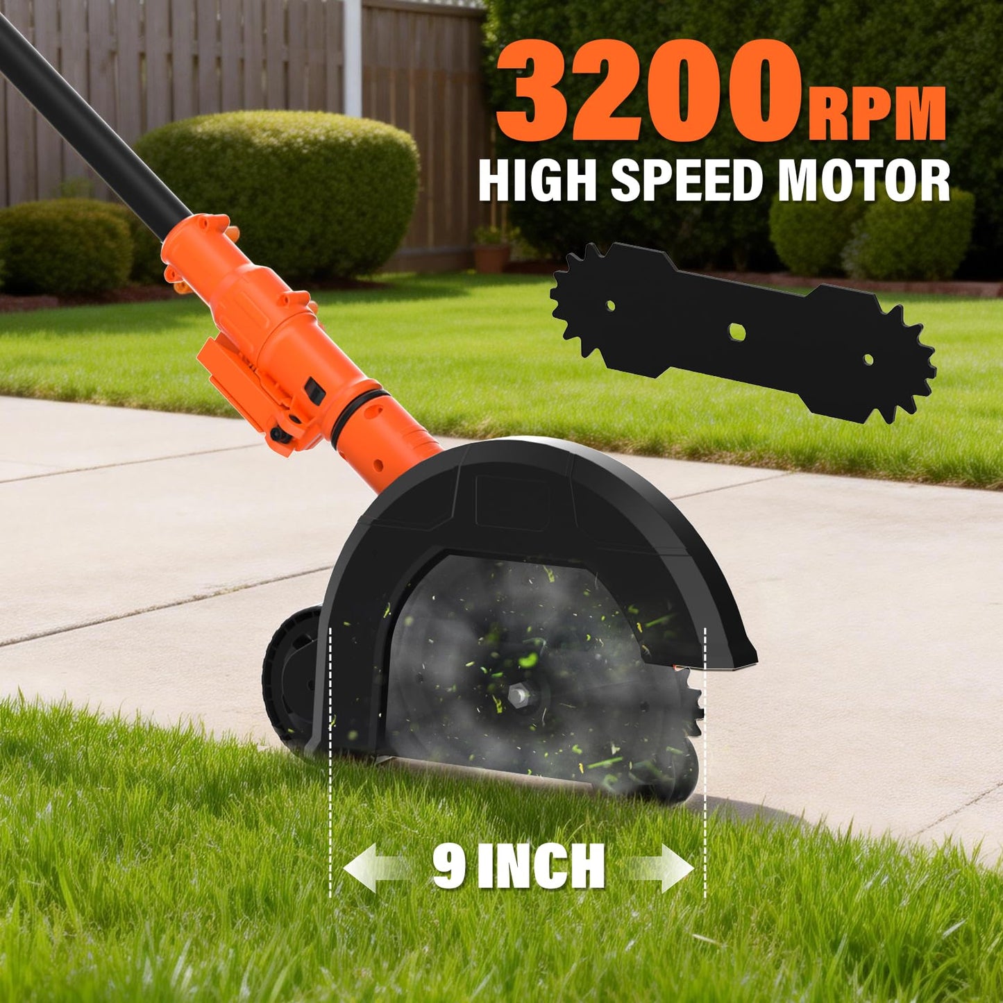 Maxlander Lawn Edger, 9'' Edger Cordless Lawn Tool with 3-Position Blade Depth for Landscaping, Electric Battery-Powered Edger for Driveways, Sidewalk (4.0Ah Battery, Quick Charger & Cover Included)