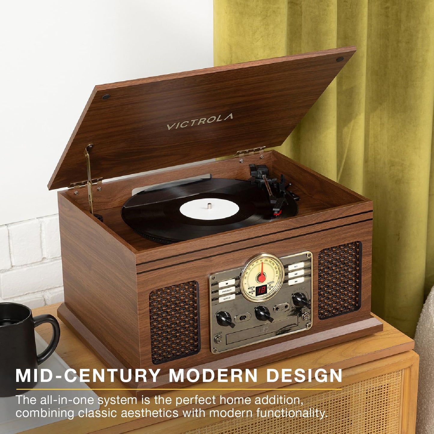 Victrola Quincy - 6-in-1 Bluetooth Record Player - Walnut