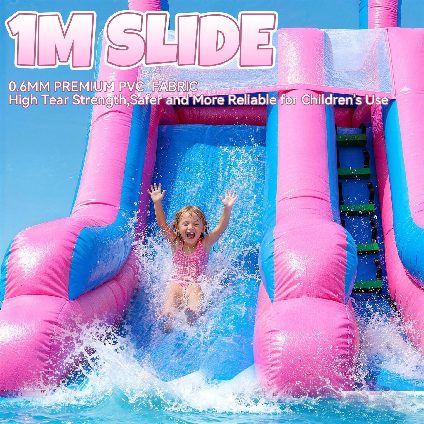HESMAX 26FT(L) Commercial Water Slide for Adults Kids, 100% PVC Inflatable Water Slide with Pool & 950W Blower for Kids Backyard Outdoor Summer Party - Purple