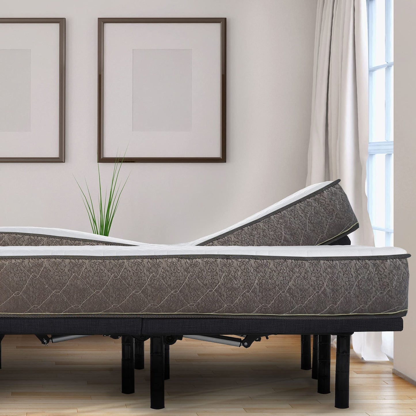 Greaton, 9-Inch Pocketed Coil Rolled Medium Plush Mattress for Adjustable Bed, Split Queen Set of 2 Halves (80x30 Each Half)