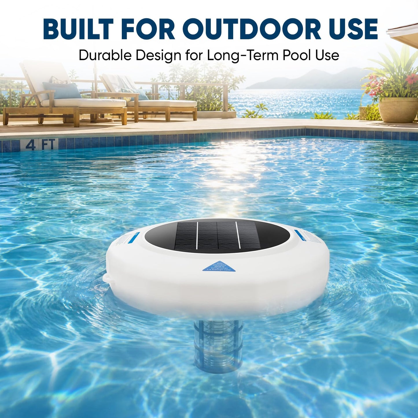 Upgraded Solar Pool Ionizer for Above Ground & Inground Pools, Floating Solar Powered Pool Water Cleaner for Pools Up to 45,000 Gallons, Copper Pool Ionizer with Easy Maintenance
