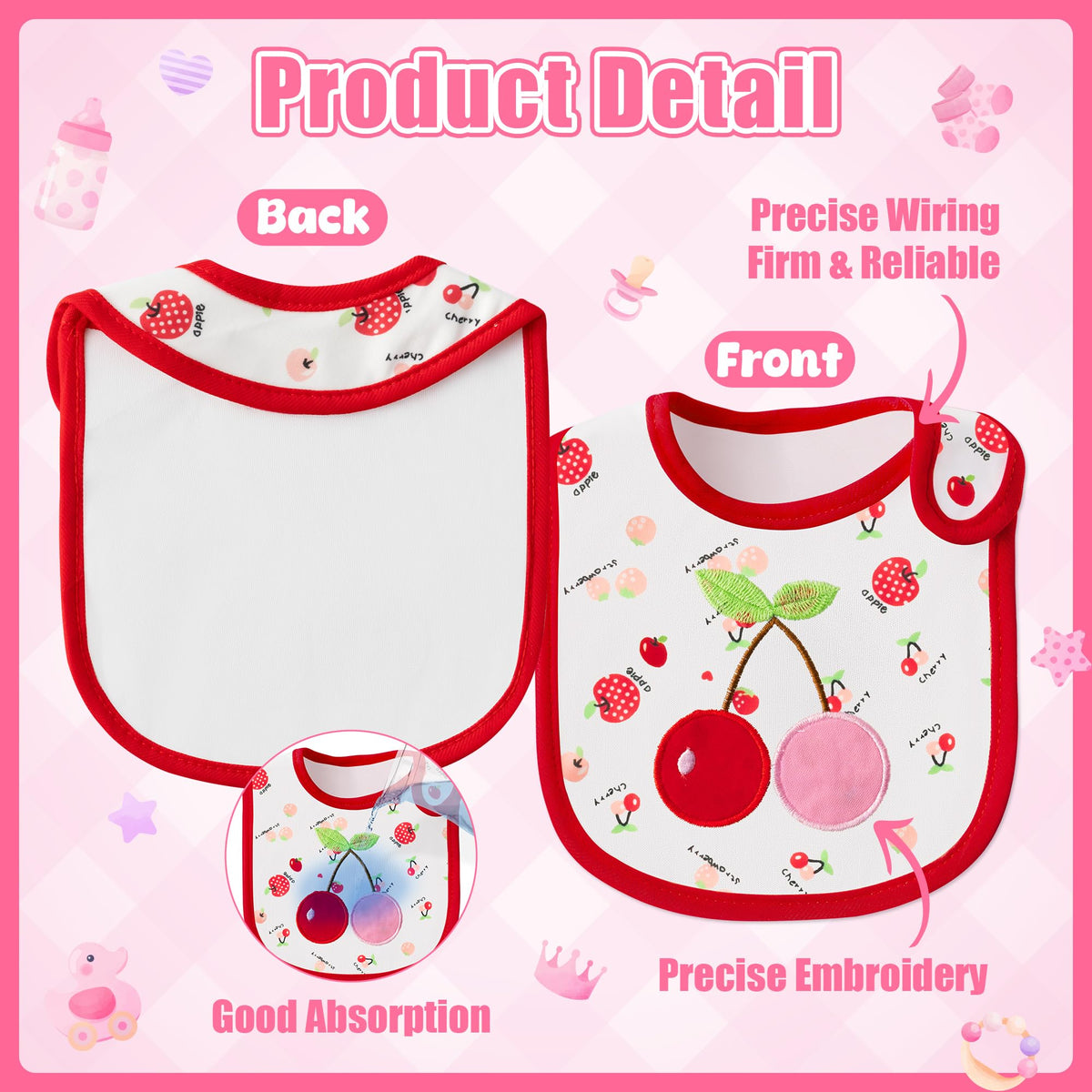 2ooya 24Pcs Cotton Waterproof Baby Bibs for Baby Girls Teething & Drooling