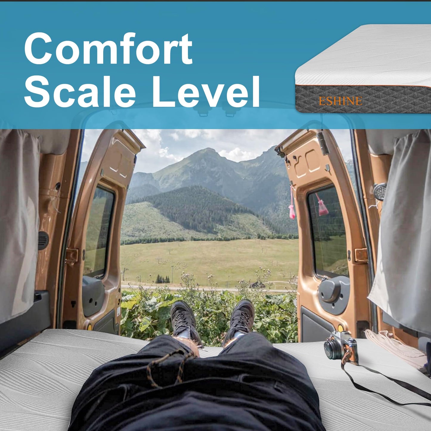 ESHINE Short King RV Mattress - 10" Hybrid RV Mattress, Shock-Absorbing and Pressure-Relieving, for RVs, Campers & Trailers