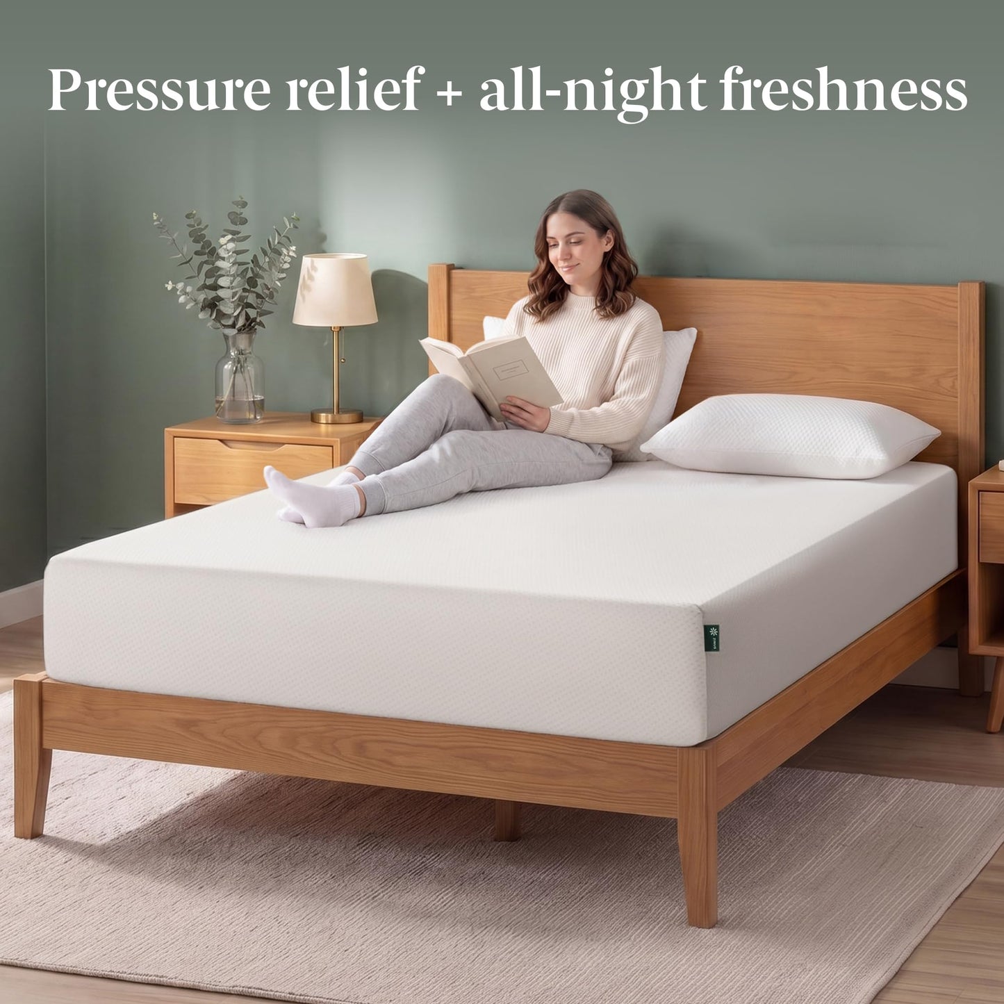 Zinus 12 Inch Full Green Tea Memory Foam Mattress [New Version], Fiberglass Free, Medium Firm Feel, Zoned Pressure Relief, Certified Safe Foams & Fabric, Mattress in A Box