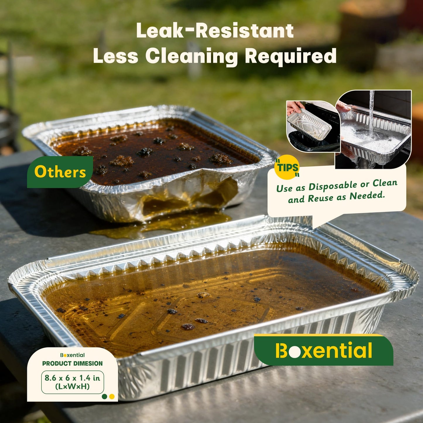 Boxential 25 Pack 8.6" x 6" Grill Drip Pans Compatible with Weber Q, Spirit & Genesis Series – Aluminum Grease Tray Liners for Weber Grill Drip Tray, Grease Catcher Replacement, Disposable Foil Pans