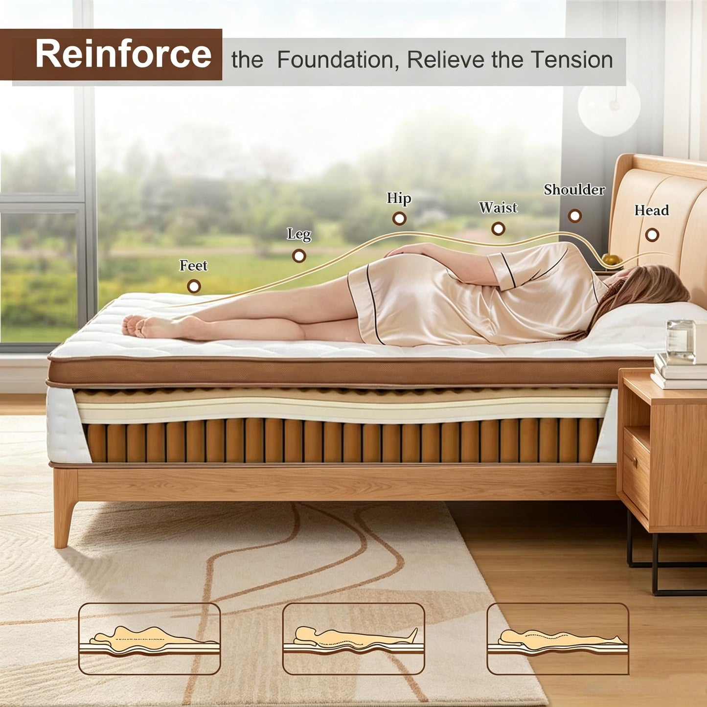 Arcticus Queen Mattress, 12 Inch Queen Size Hybrid Mattress in a Box with Memory Foam and Individually Pocketed Spring, Motion Isolation, Pressure Relief, Medium Firmness, CertiPUR-US Certified