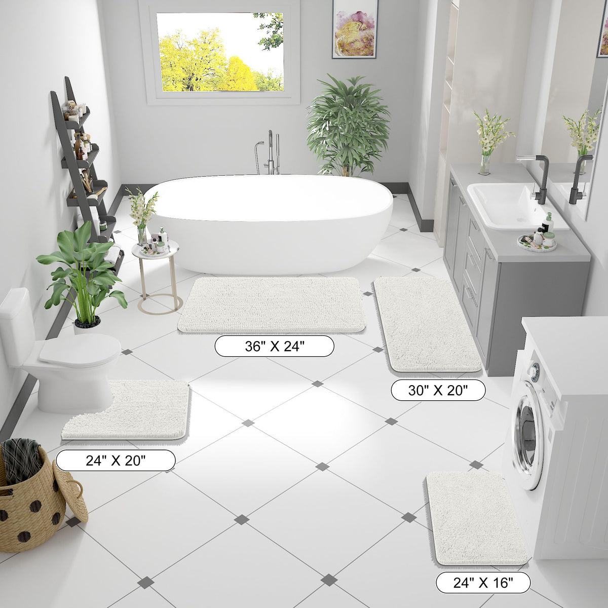 OLANLY Bathroom Rugs 30x20, Extra Soft Absorbent Chenille Bath Rugs