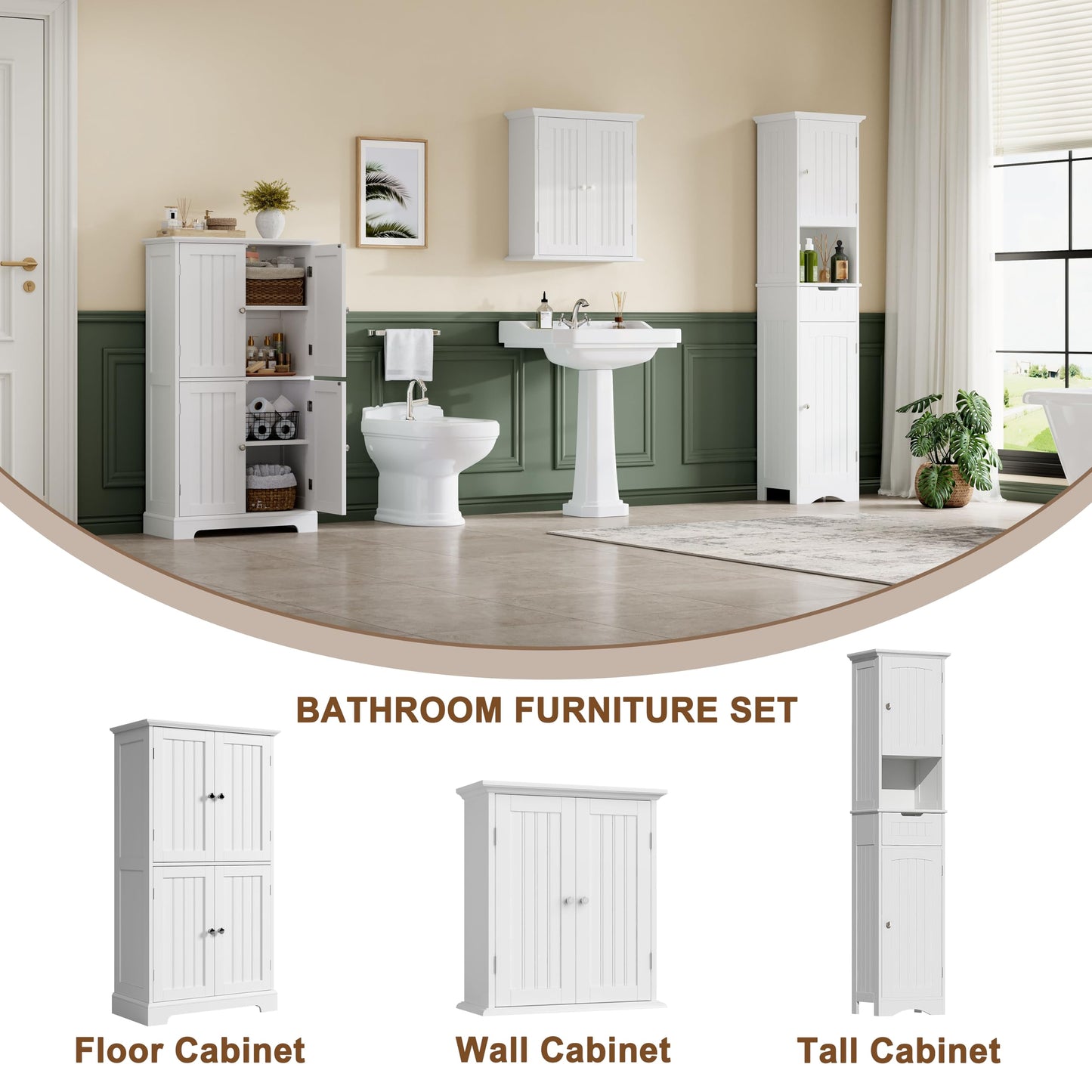 ChooChoo Bathroom Wall Cabinet, Over The Toilet Space Saver Storage Cabinet, Medicine Cabinet with 2 Door and Adjustable Shelves, Cupboard
