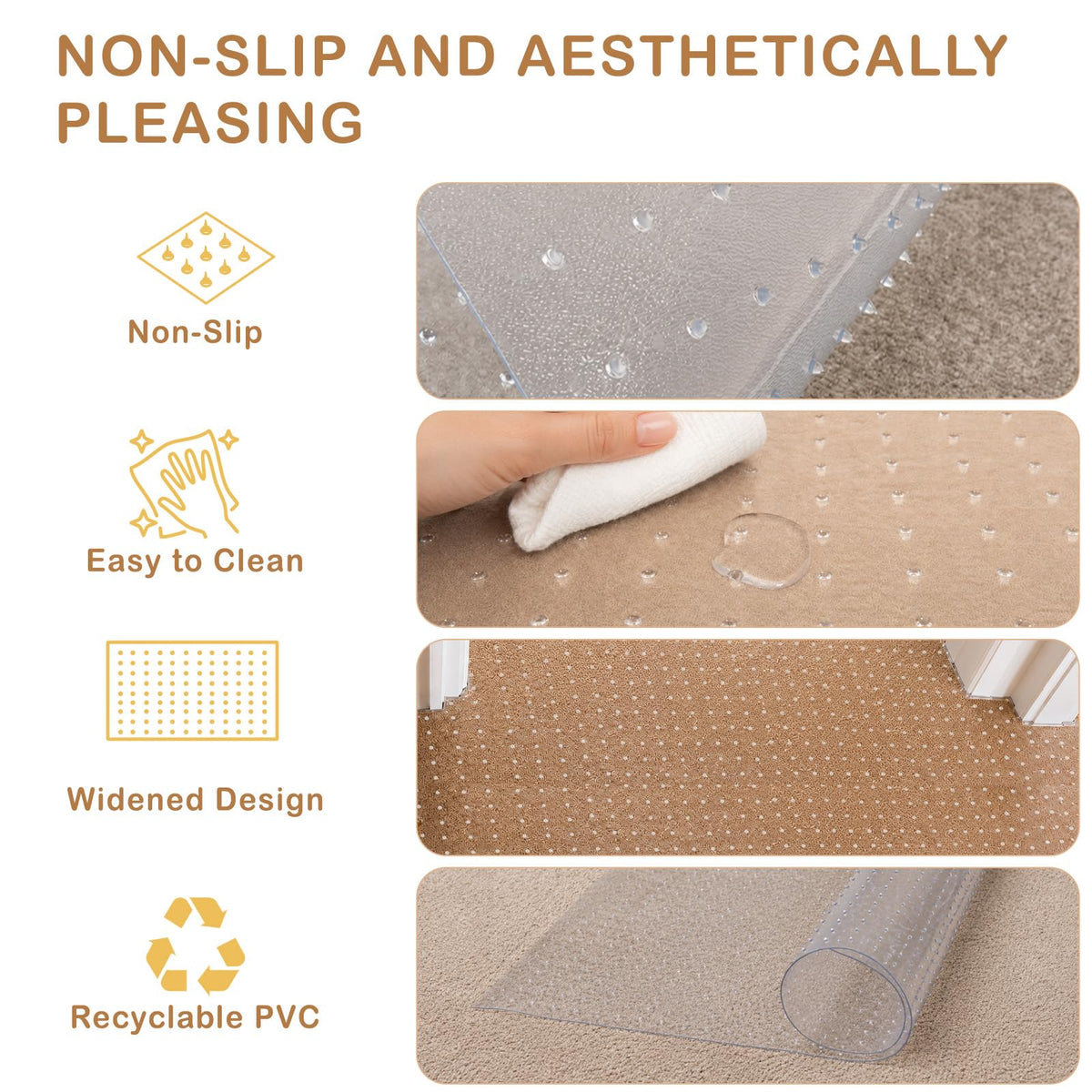 Oroonoko Carpet Protector for Pets-Plastic Carpet Protector, Clear, 3.9FT