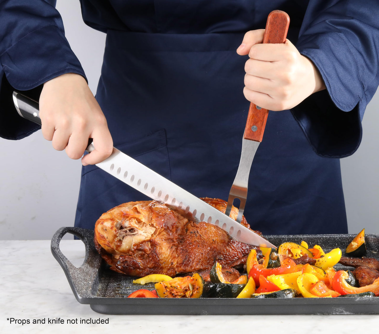 New Star Foodservice Commercial Grade BBQ Fork with Wood Handle, Stainless Steel, 13-Inch