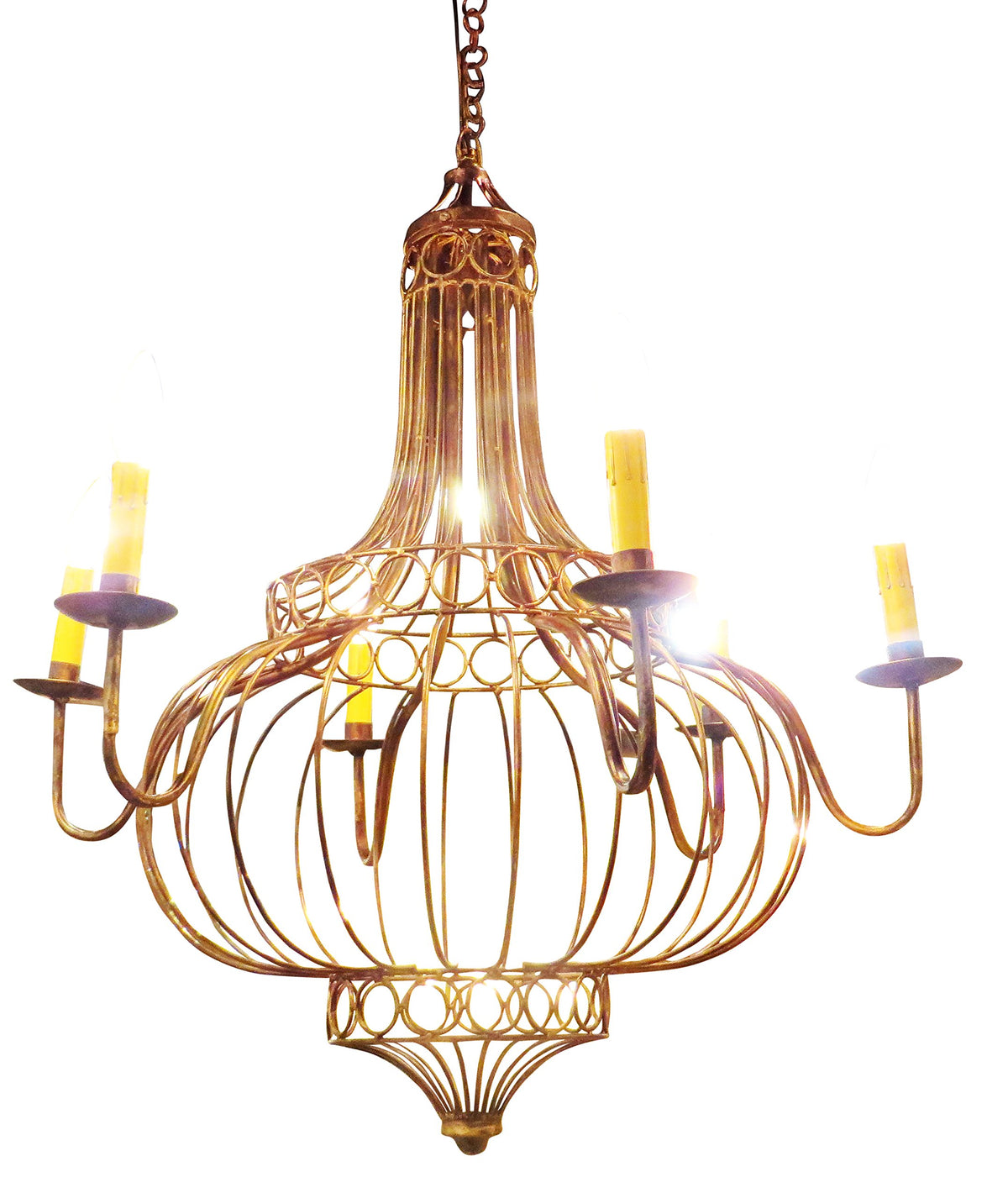 MY SWANKY HOME Bronze Iron French Basket Candle Chandelier | Romantic Country Cottage Globe