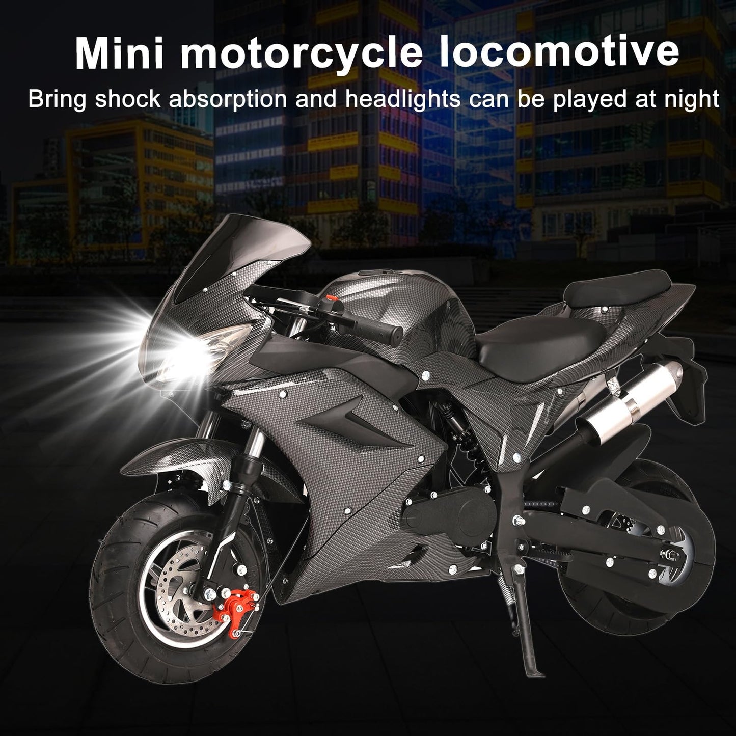 49cc Kids Motorcycle, Mini Dirt Bike, 4-Stroke Dirt Bike with 6.5" Off Road Tire, Gas Power Motocross with Front Rear Disc Brakes, Max Speed 25MPH,Max Load 440 LBS,Gift for 8-14 Kids,Black
