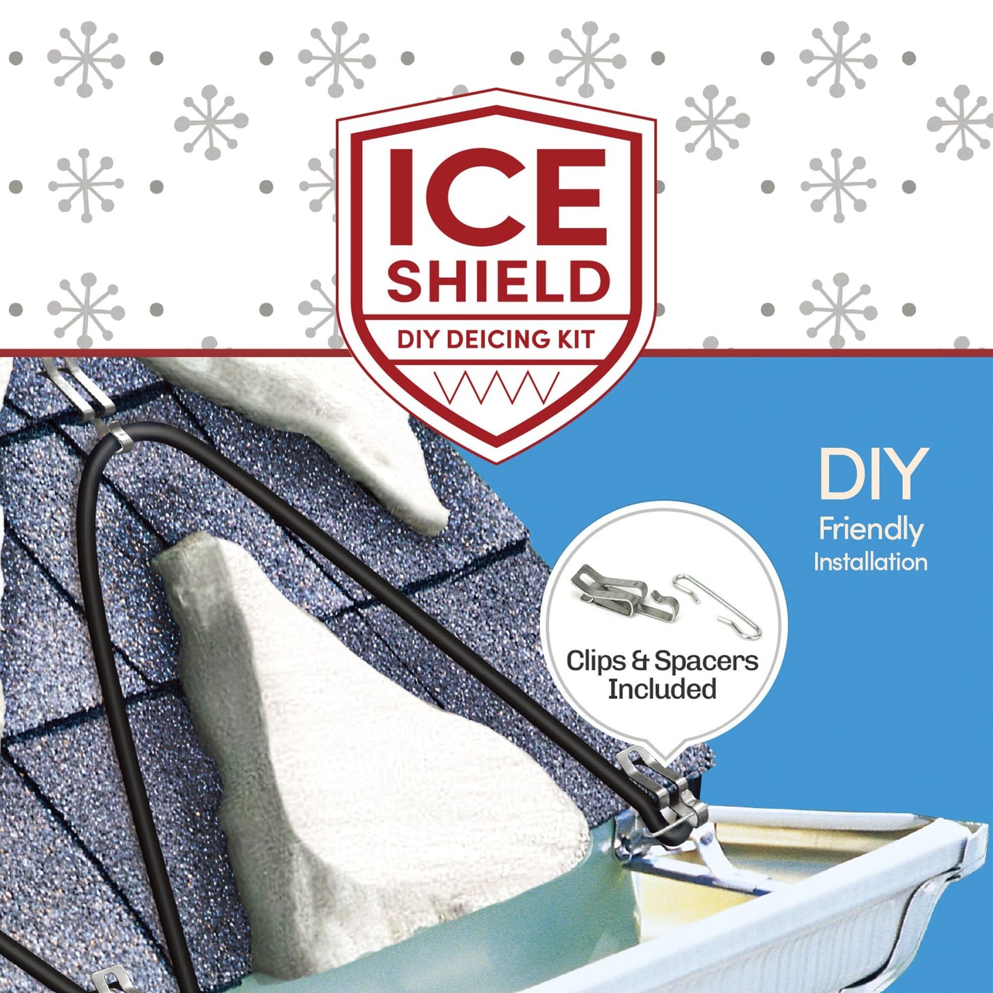 WarmlyYours Roof Snow De-Icing Heat Cable 60 ft., 5 Watts/ft. Heat Tape for Roof and Gutters, Ice Dam and Snow Damage Prevention System with Clips and Spacers (Ice Shield)