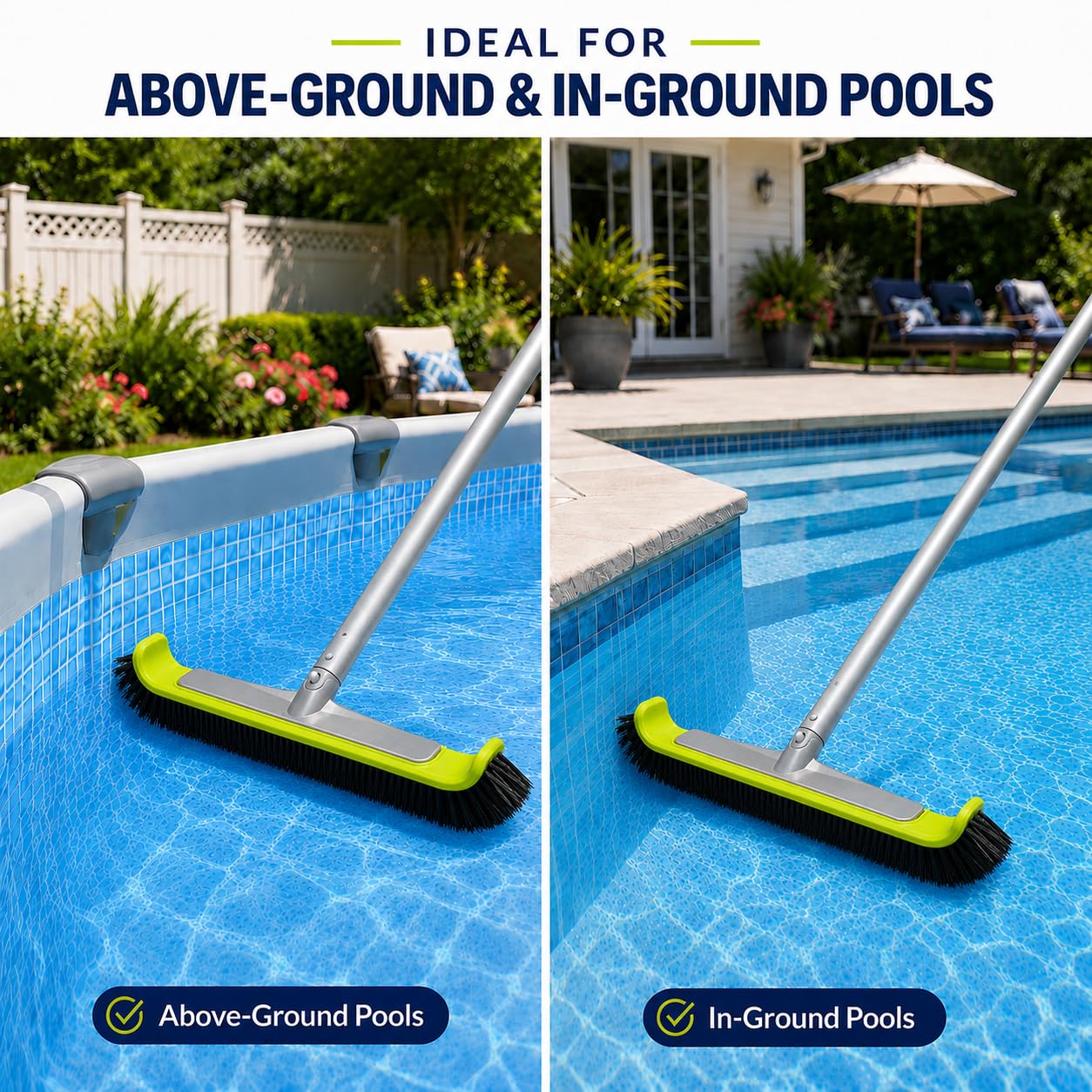 Sepetrel 17.5" Pool Brush Head for Cleaning Walls,Heavy Duty Inground/Above Ground Swimming Pool Scrub Brushes with Premium Strong Bristle & Reinforced Aluminium Back