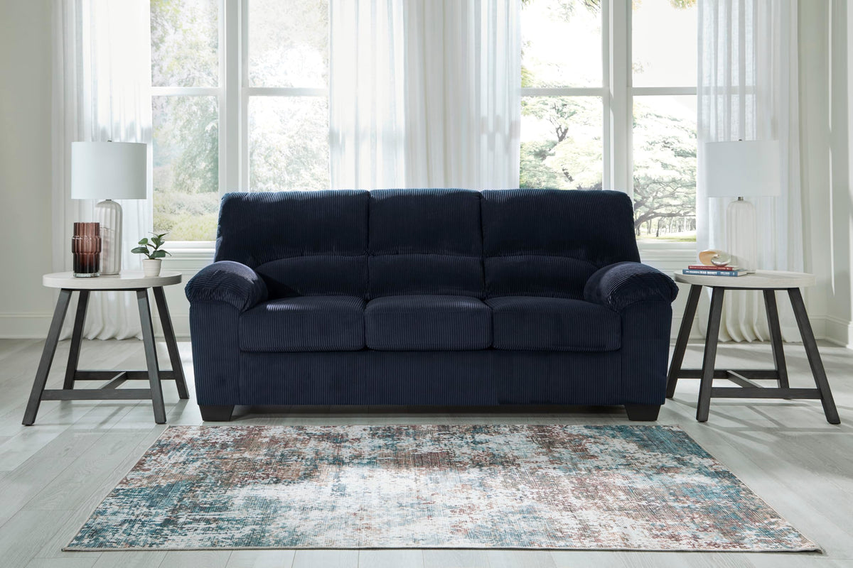 Signature Design by Ashley Sofa, 83-in Navy Corduroy, Anti-Sag Platform