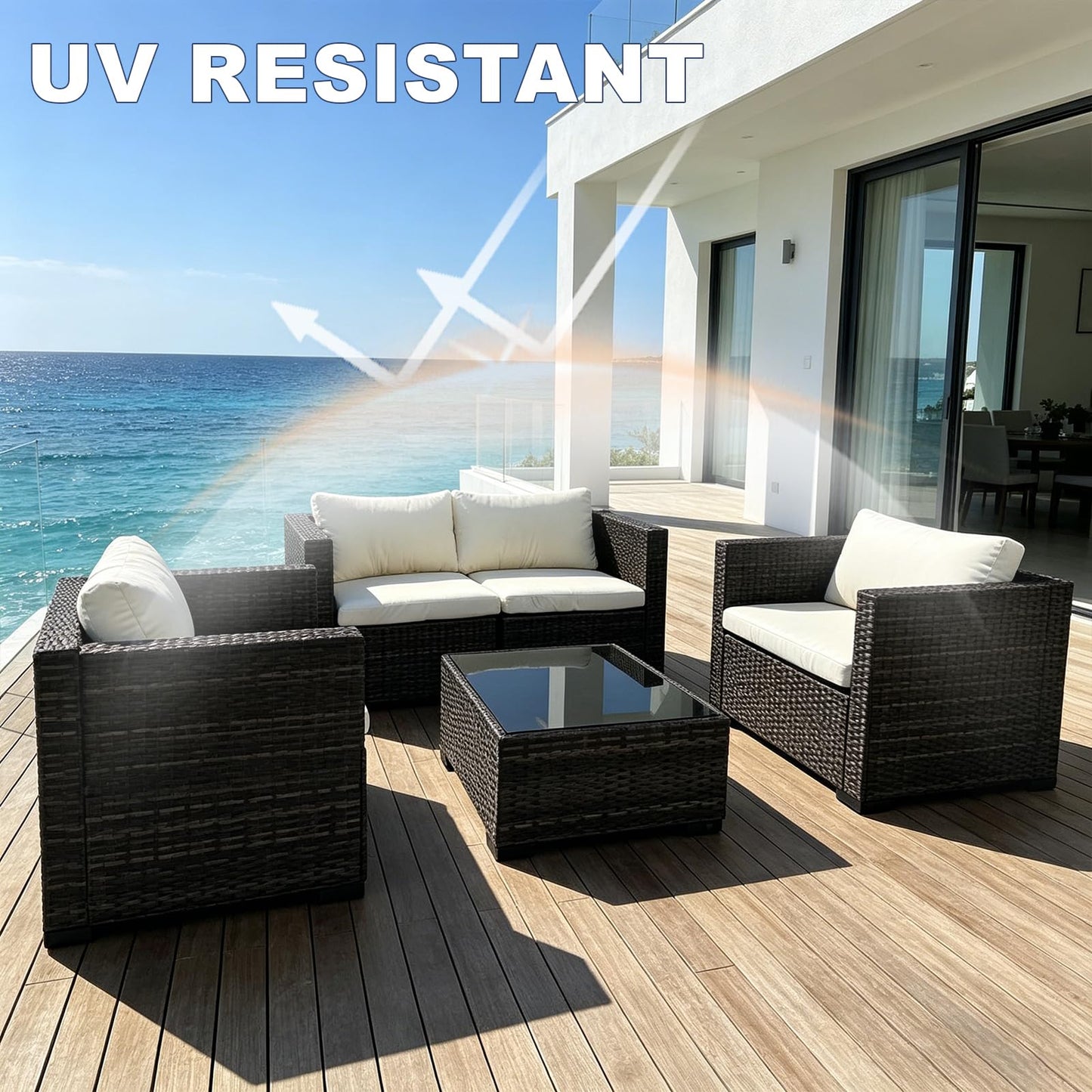 Loungewave 8Pcs Outdoor Cushion Covers, Patio Cushion Covers Replacement for Patio Furniture Sofa Couch, Soft Flexibility Washable Reusable Furniture Protector (Beige,Cover Only)
