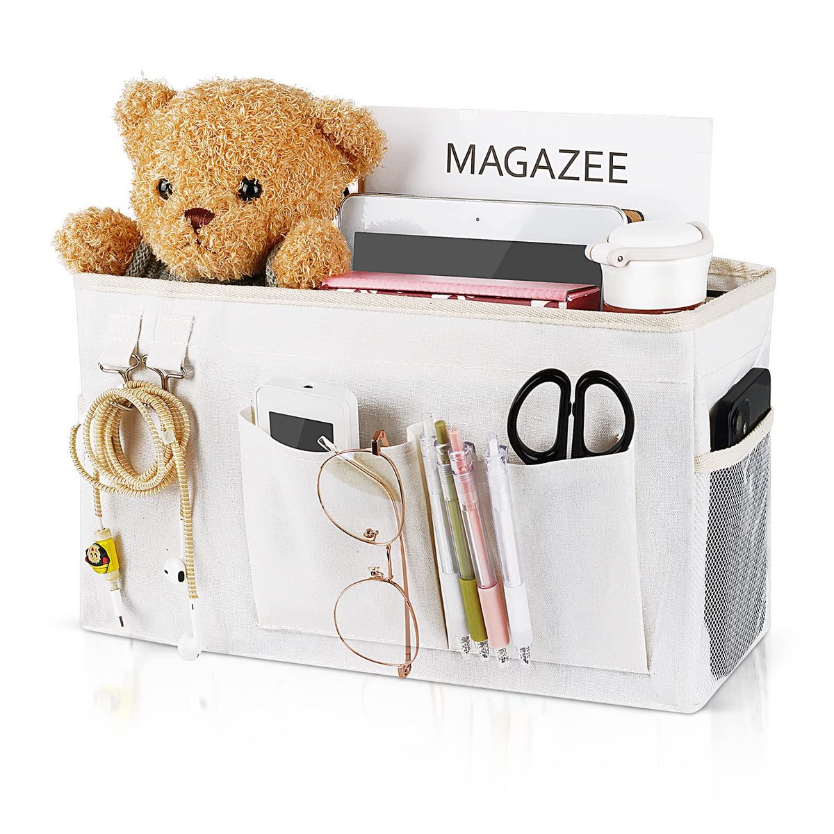 Frjjthchy Bedside Caddy Organizer Hanging Storage Bag Bunk Bed White