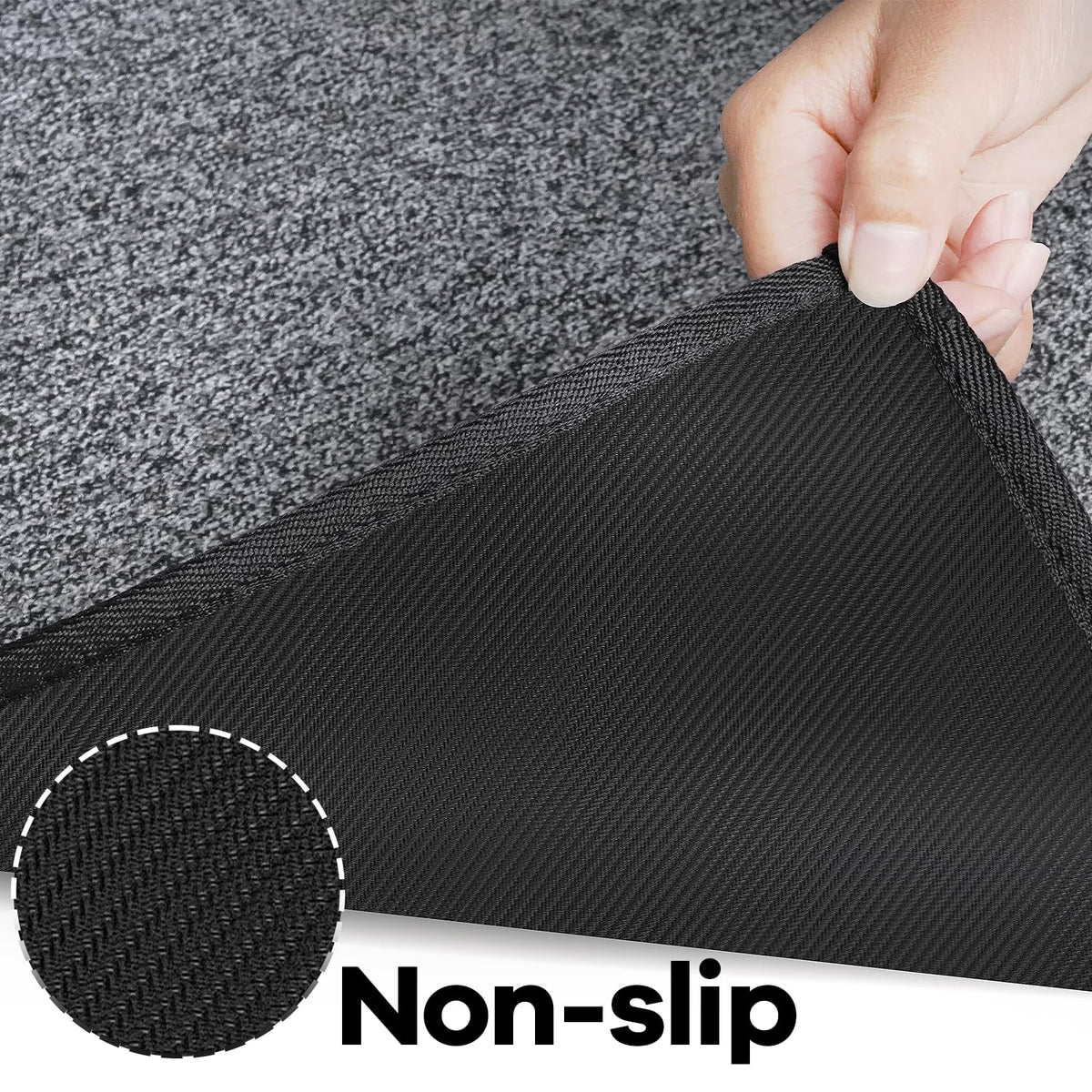 AREDO Runner Rug with Non Slip Rubber Backing 2*6 ft, Washable Soft Floor Carpet for Kitchen, Hallway, Entryway Indoor, Bedroom, Laundry, Low Pile Area Rugs, Solid color with Pointillism style, BLACK