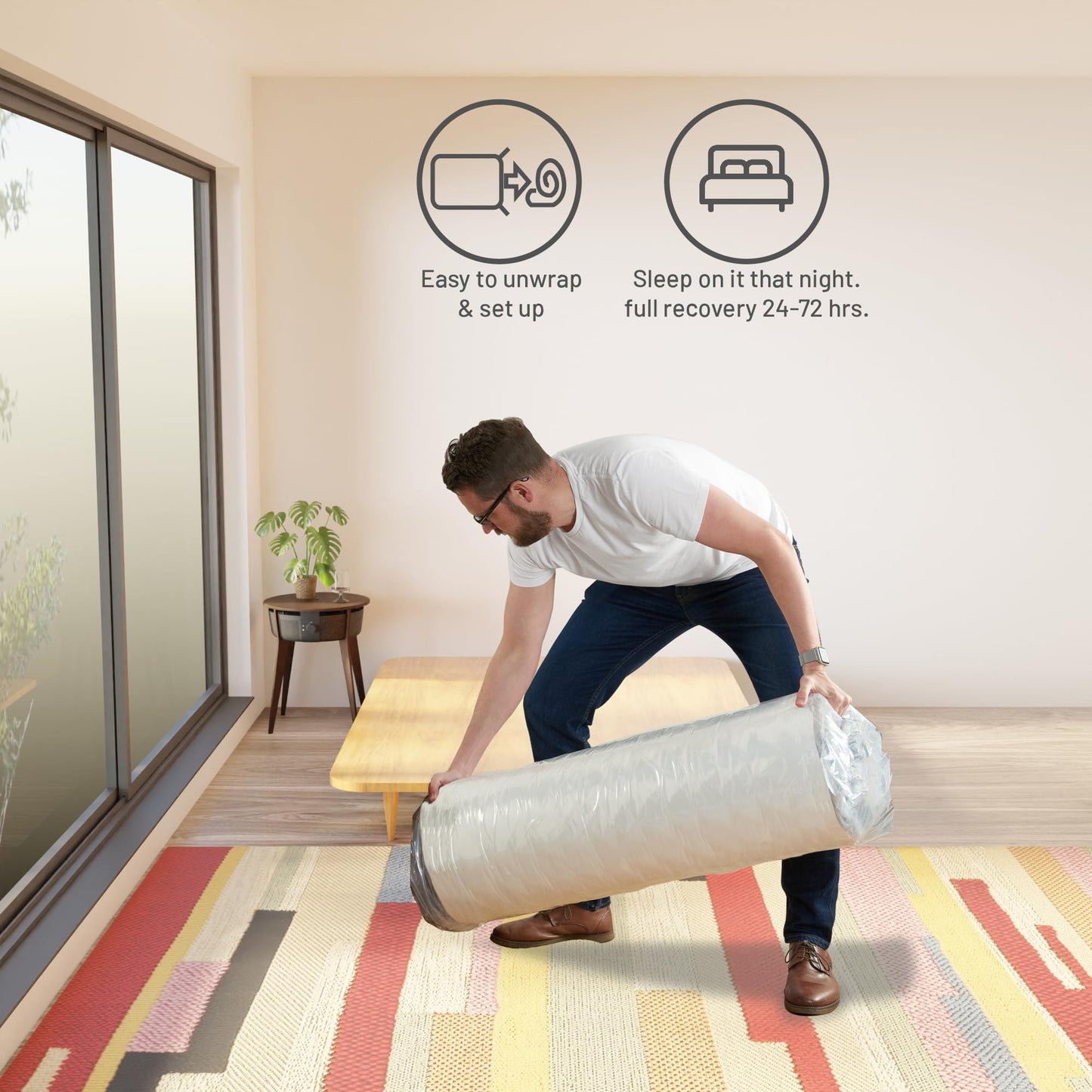 Greaton, 7-Inch Medium Firm High Density Foam Mattress, Comfortable Mattress for Cooler Sleep, Supportive & Pressure Relief, Full XL, White