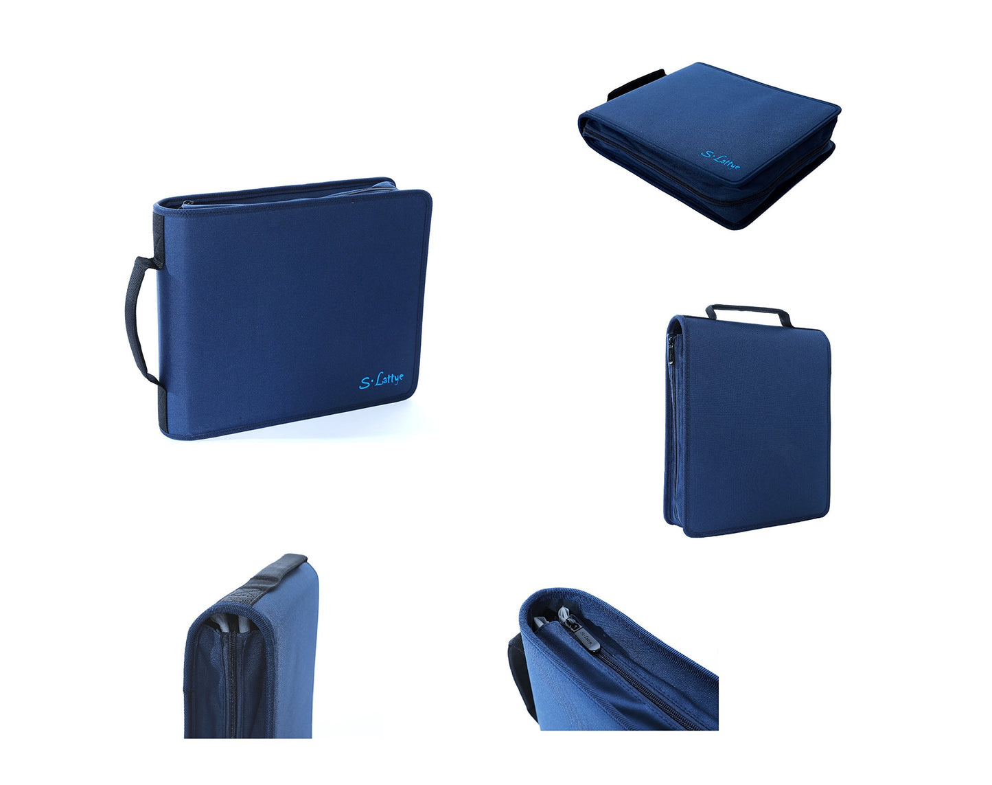 DVD CD Storage Case with Extra Wide Title Cover Pages for Blu Ray Movie Music Audio Disk (Portable Carrying Binder Holder Wallet Album Home Organizer Shelf )- Blue, 128 disk units, 64 cover pockets