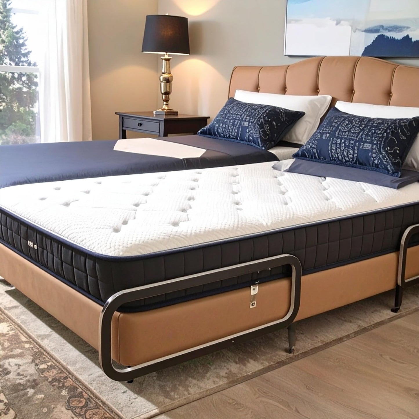 SmartBD Adjustable Split Mattress Plush 9" Memory Foam Hybrid Mattress,for Adjustable Bed Mattress,Upgrade Individually Pocket Springs,Breathable Pressure-Relieving Foam (Split Queen)