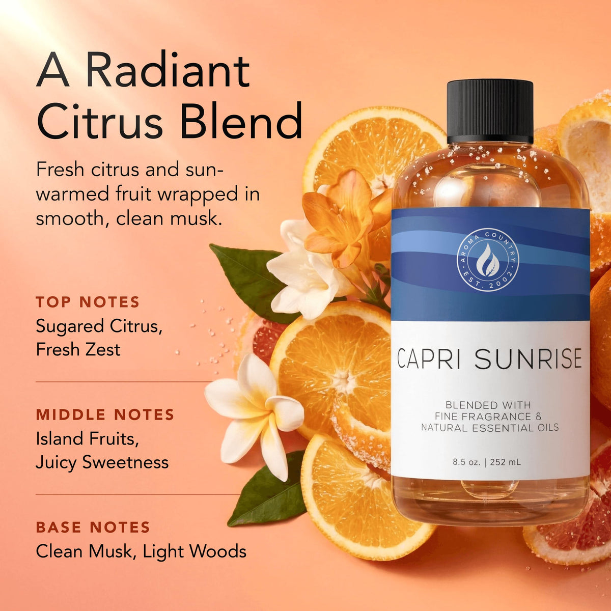 Aroma Country Capri Sunrise Luxury Diffuser Oil Refill (4 Fl Oz)