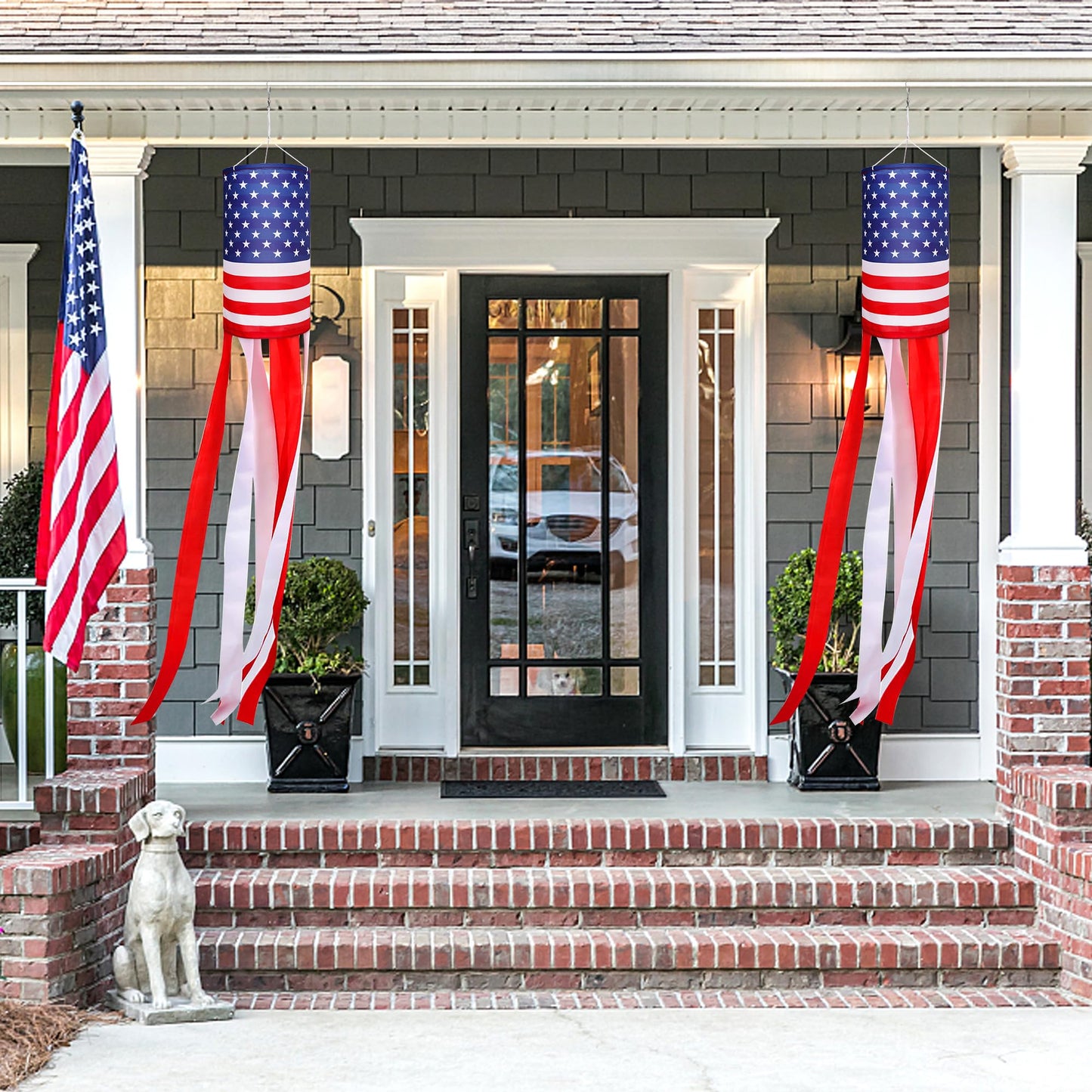 EBaokuup 2Pcs 40 Inch American US Flag Windsock Stars and Stripes for Flag Day and 4th of July Decorations Outdoor