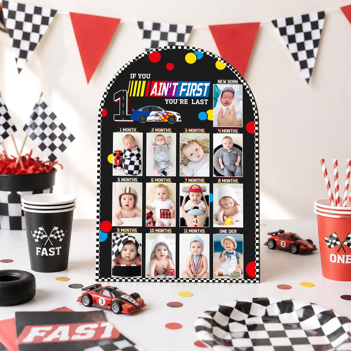 Z1juce Racing 1st My First Year Photo Frame Board for Baby Boys