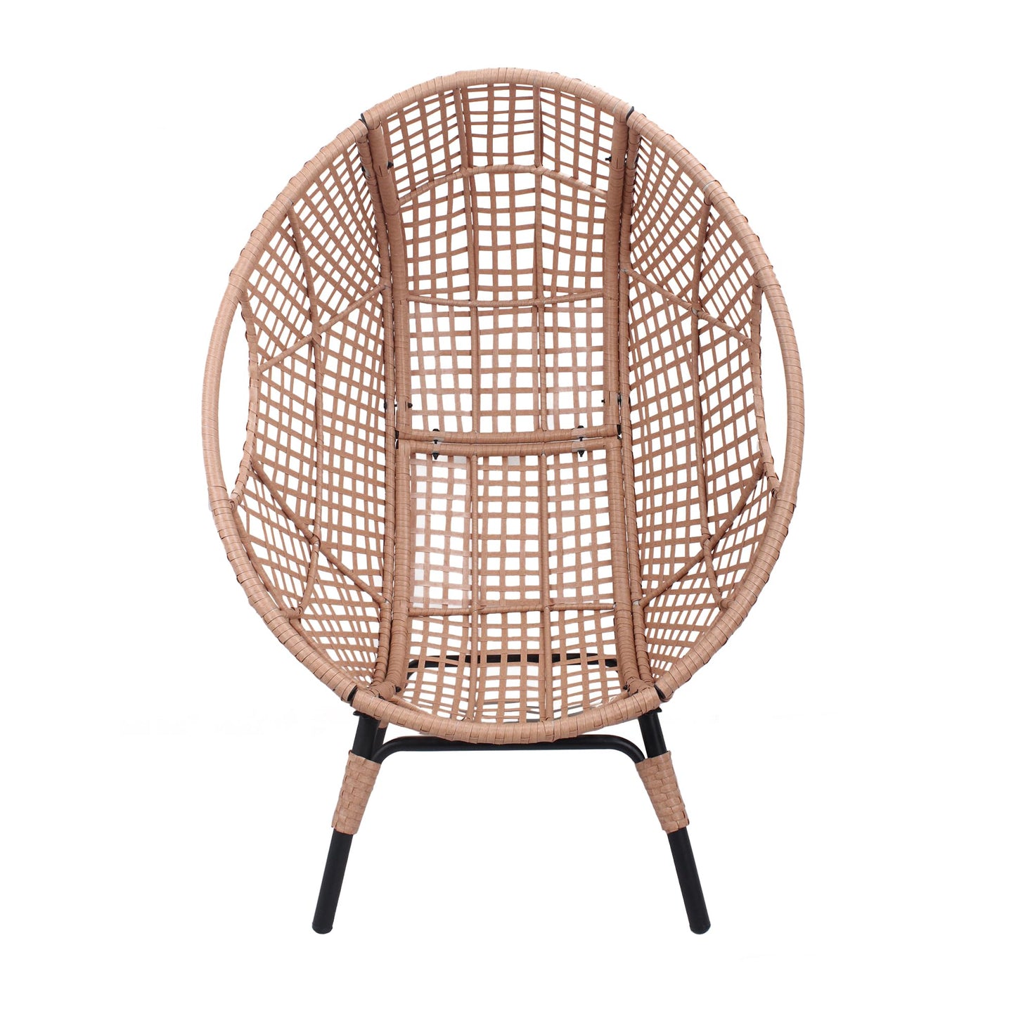 Elegant Arc Back Hanging Egg Chair, 400lb Capacity Patio Swing with 8-Inch Cushion, PE Rattan Outdoor Indoor Chair for Garden Lounge