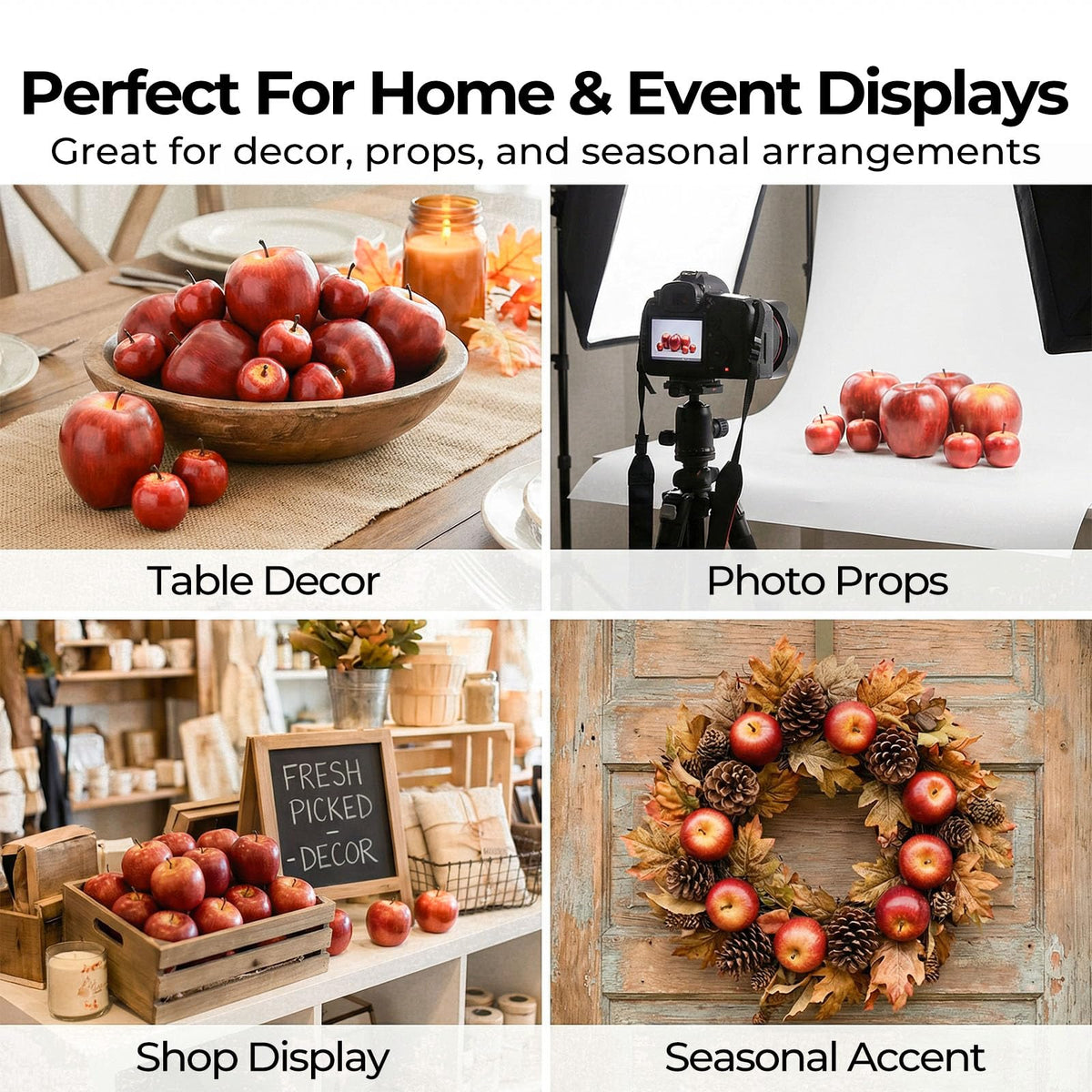 BigOtters 30 PCS Fake Apples, Fall Decor Lifelike Fake Fruits